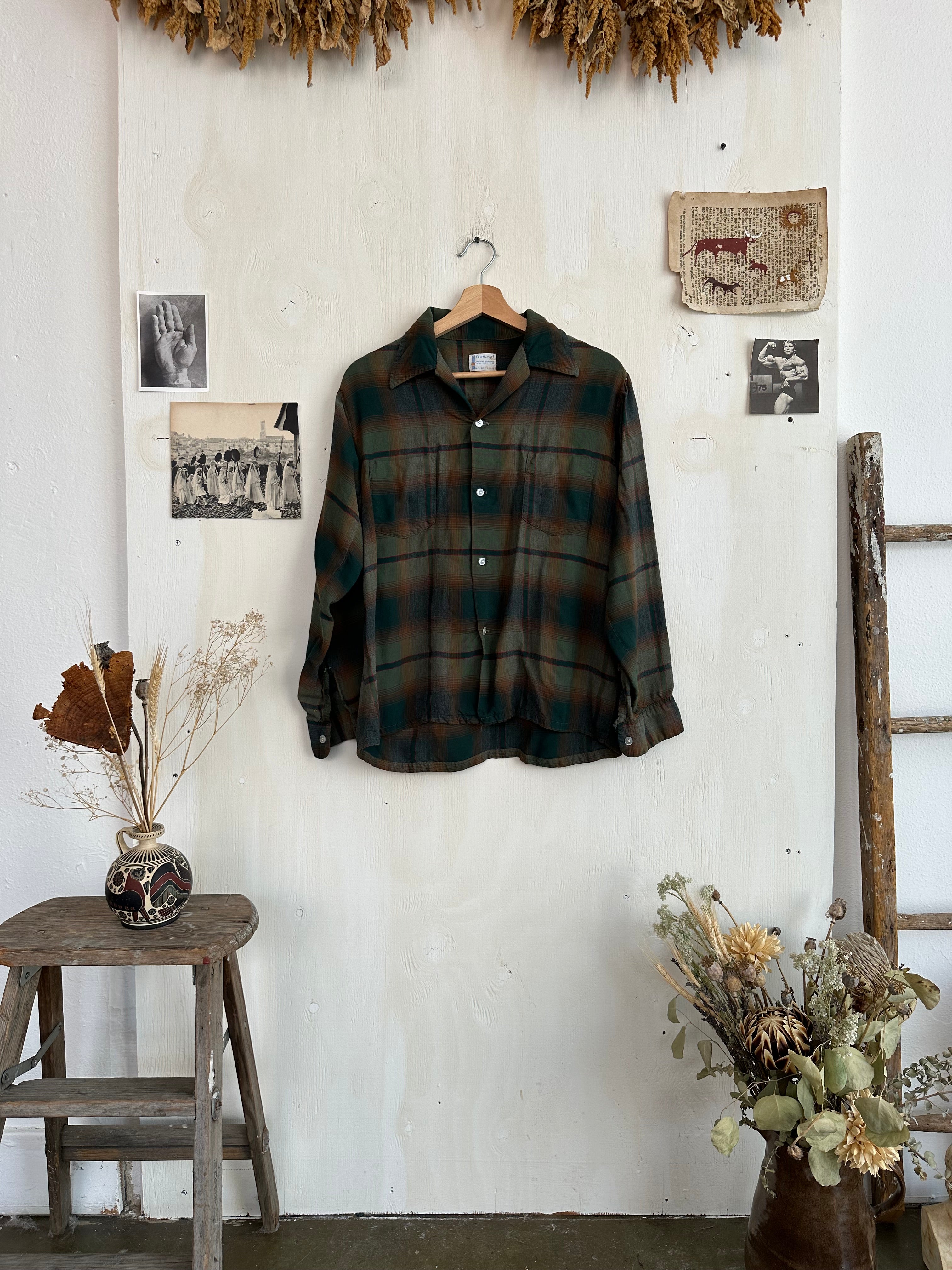 1960s Towncraft Rayon Shadow Plaid (Boxy L)