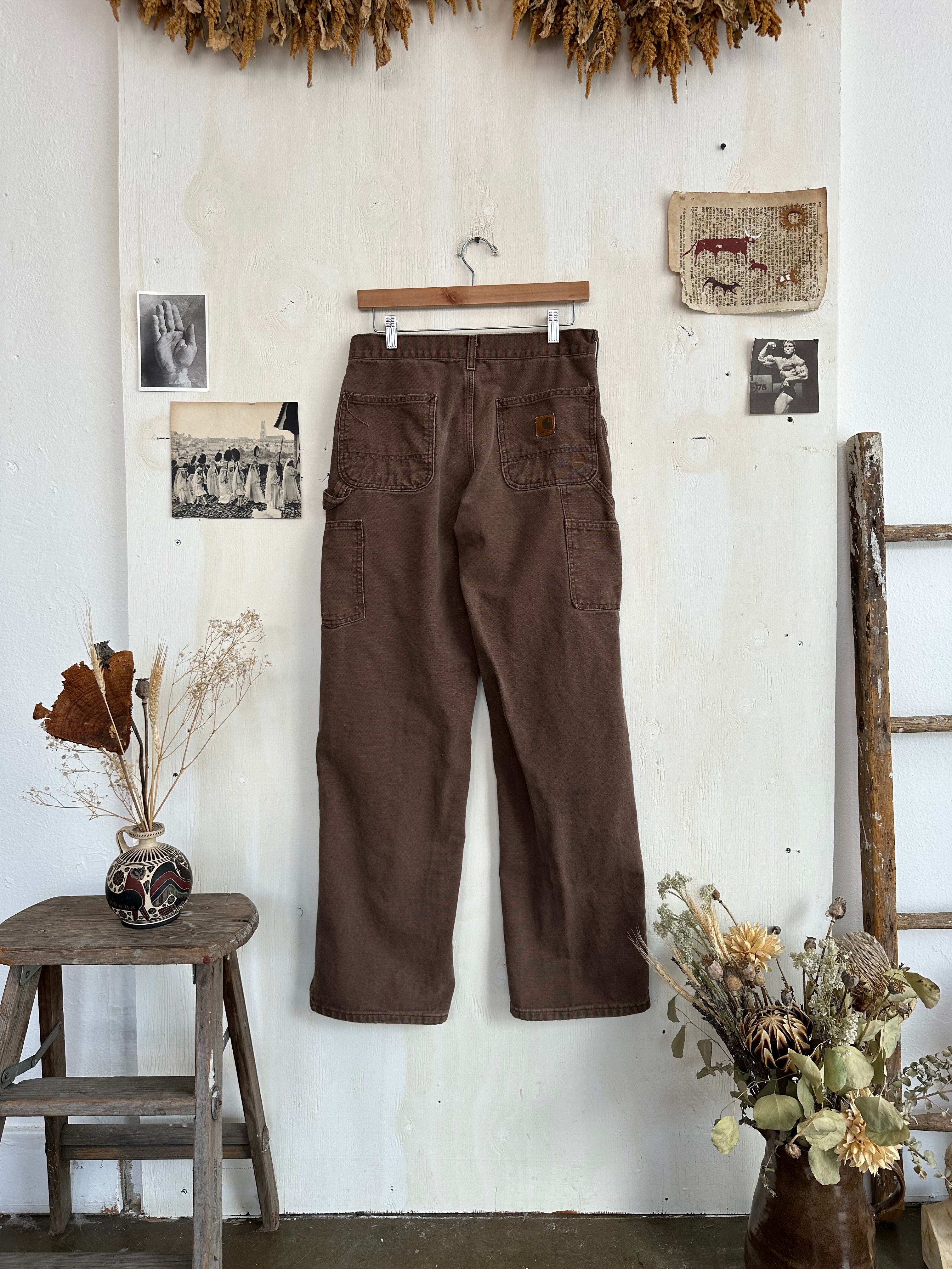 1990s Well Worn Brown Carhartt Carpenter Pants (30/32)