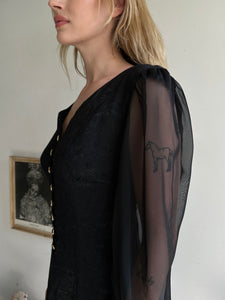 1990s Sheer Sleeve Mini Dress (M)