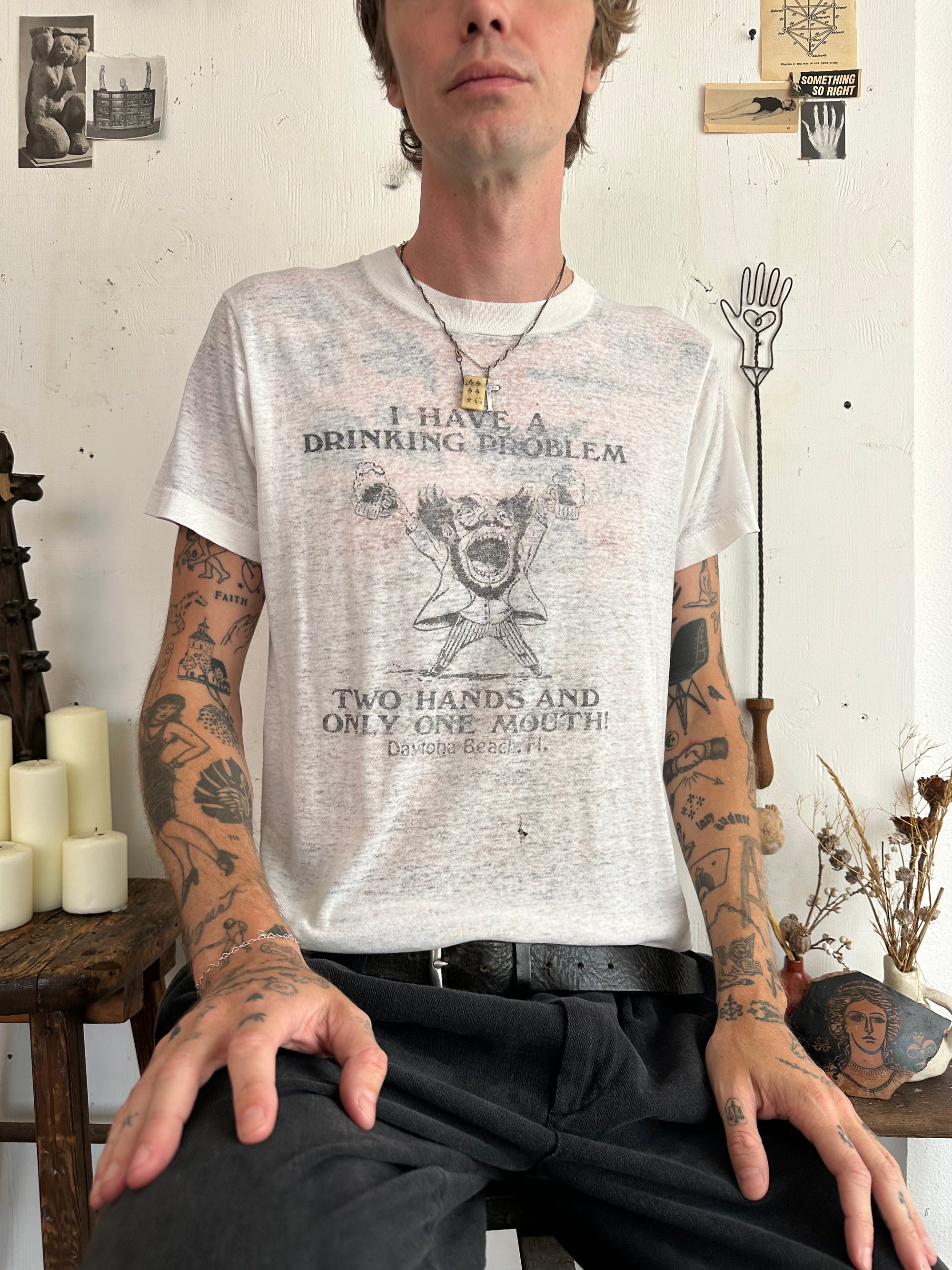1980s Paper Thin I Have a Drinking Problem Tee