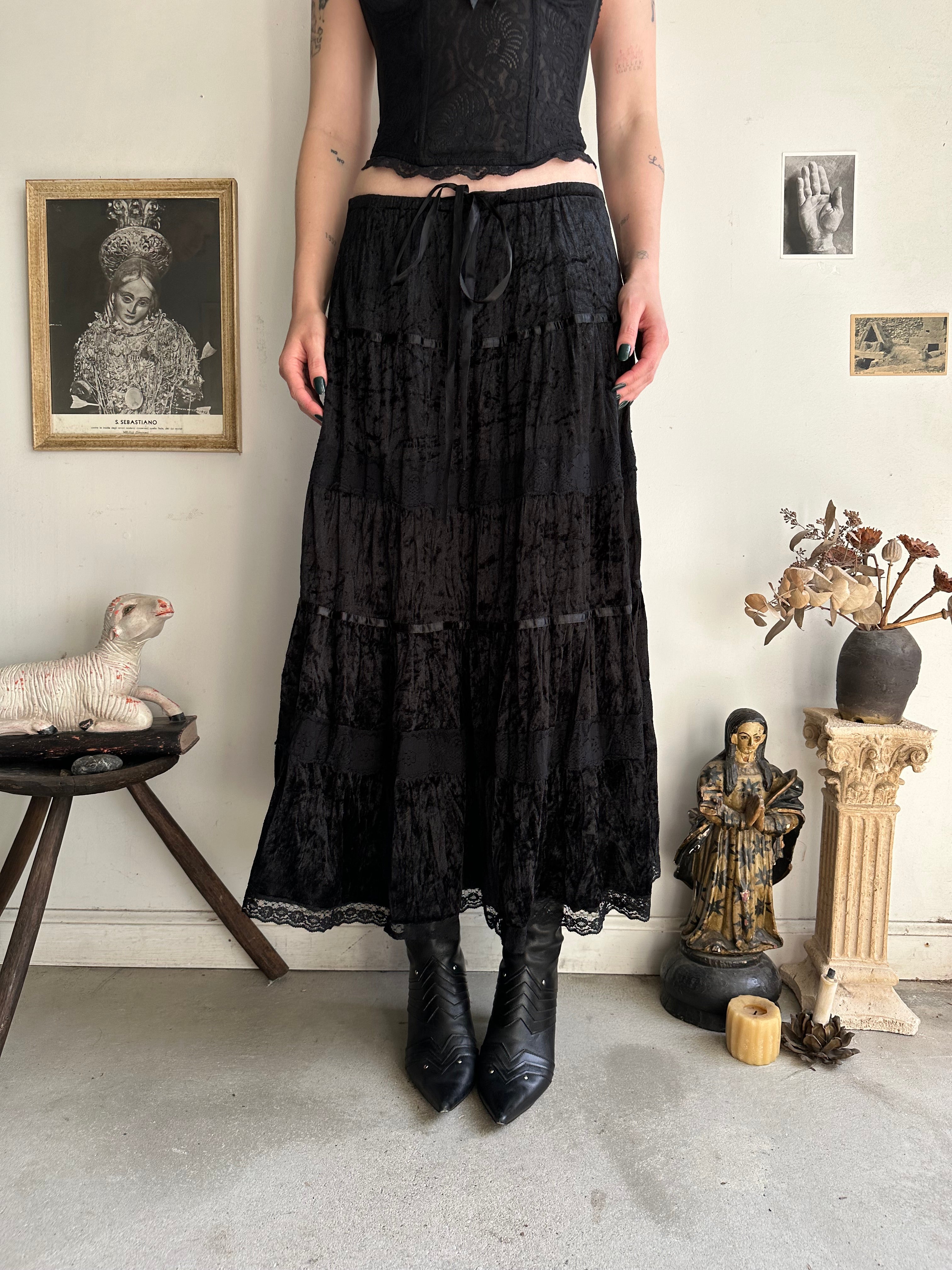 1990s Velvet Skirt (Adjustable M)