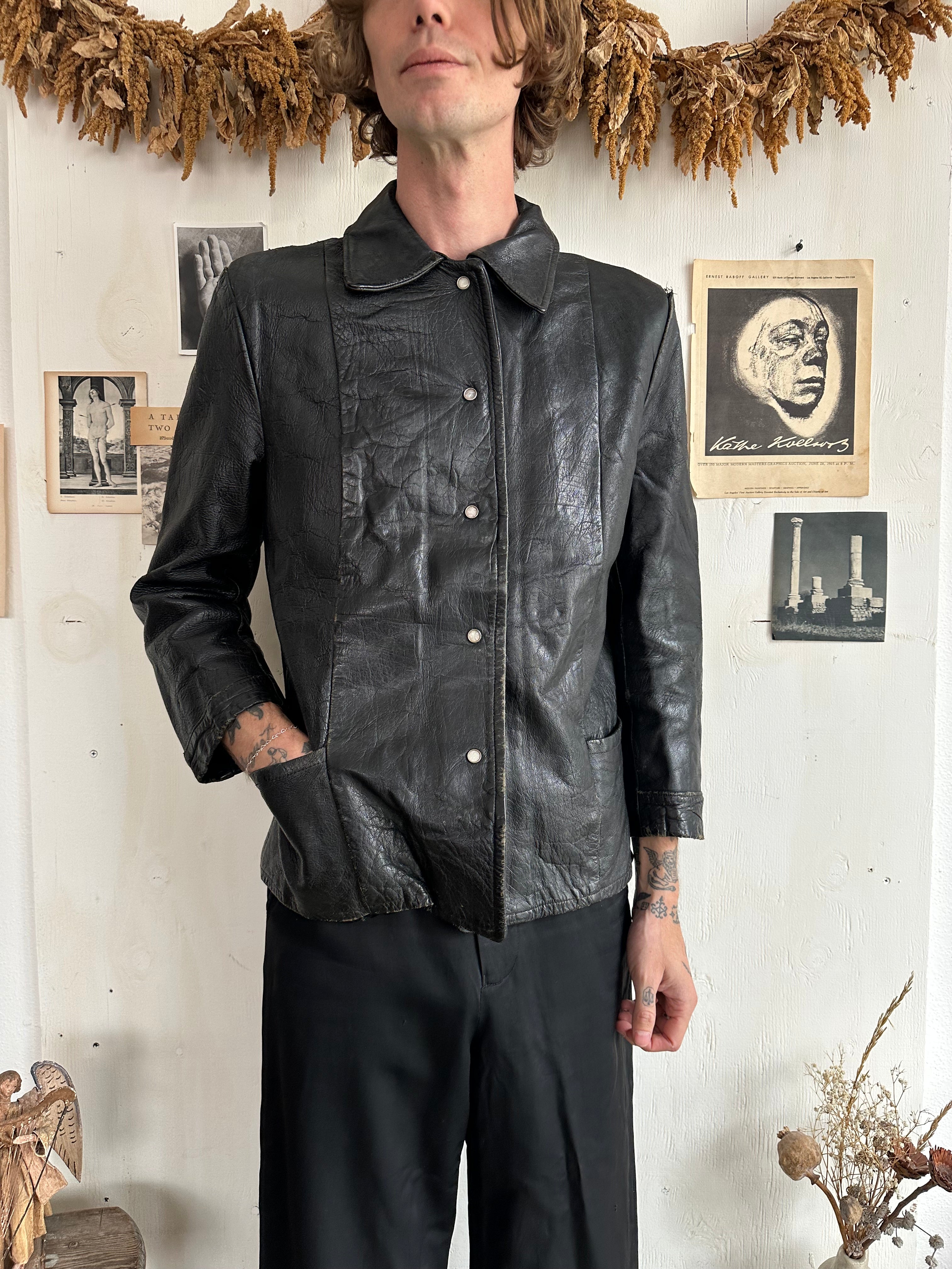 1960s Pearl Snap Leather Jacket (XS/S)