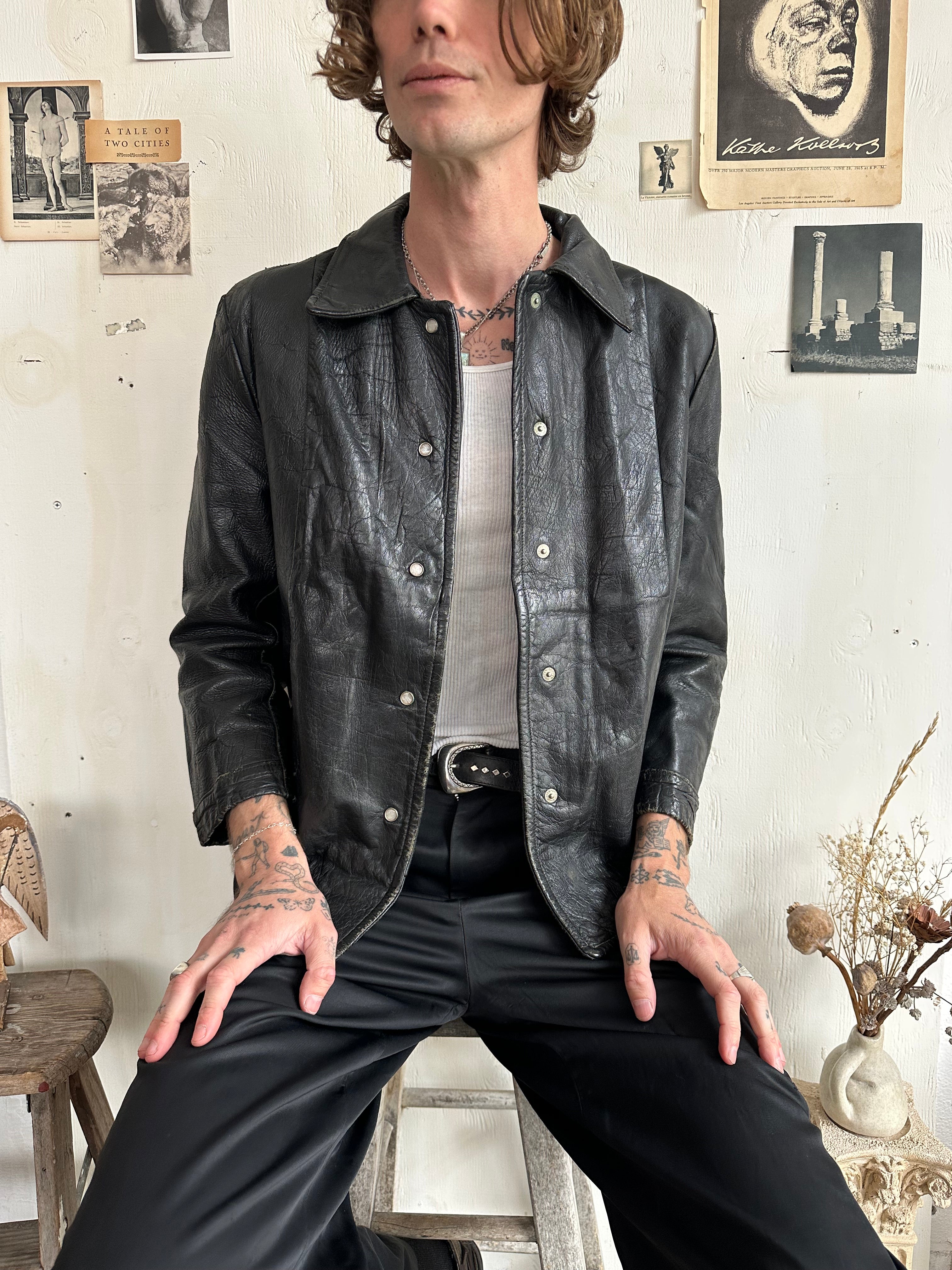 1960s Pearl Snap Leather Jacket (XS/S)