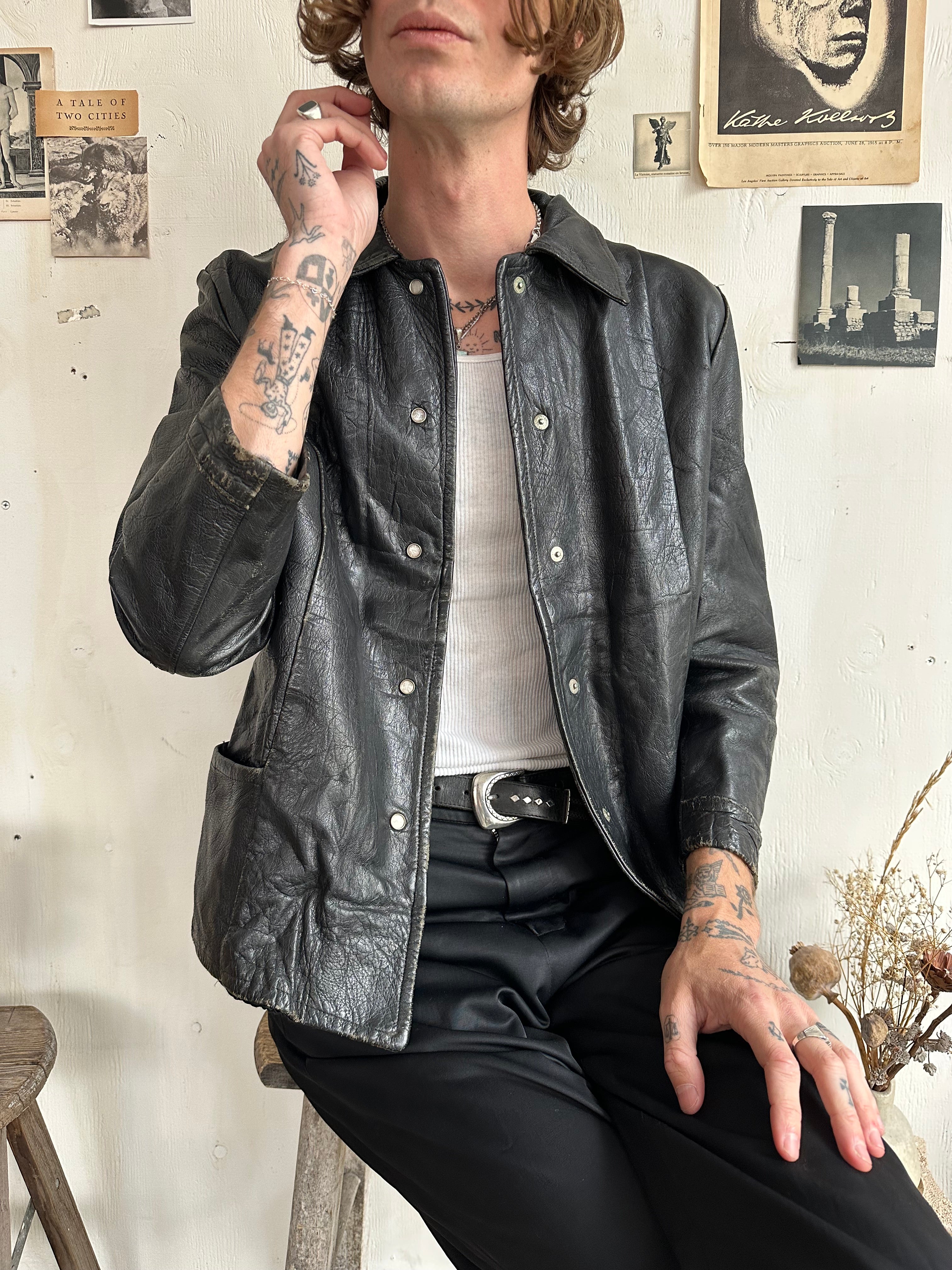 1960s Pearl Snap Leather Jacket (XS/S)