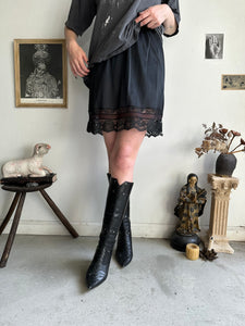 1980s Black Lace Slip Skirt (S)