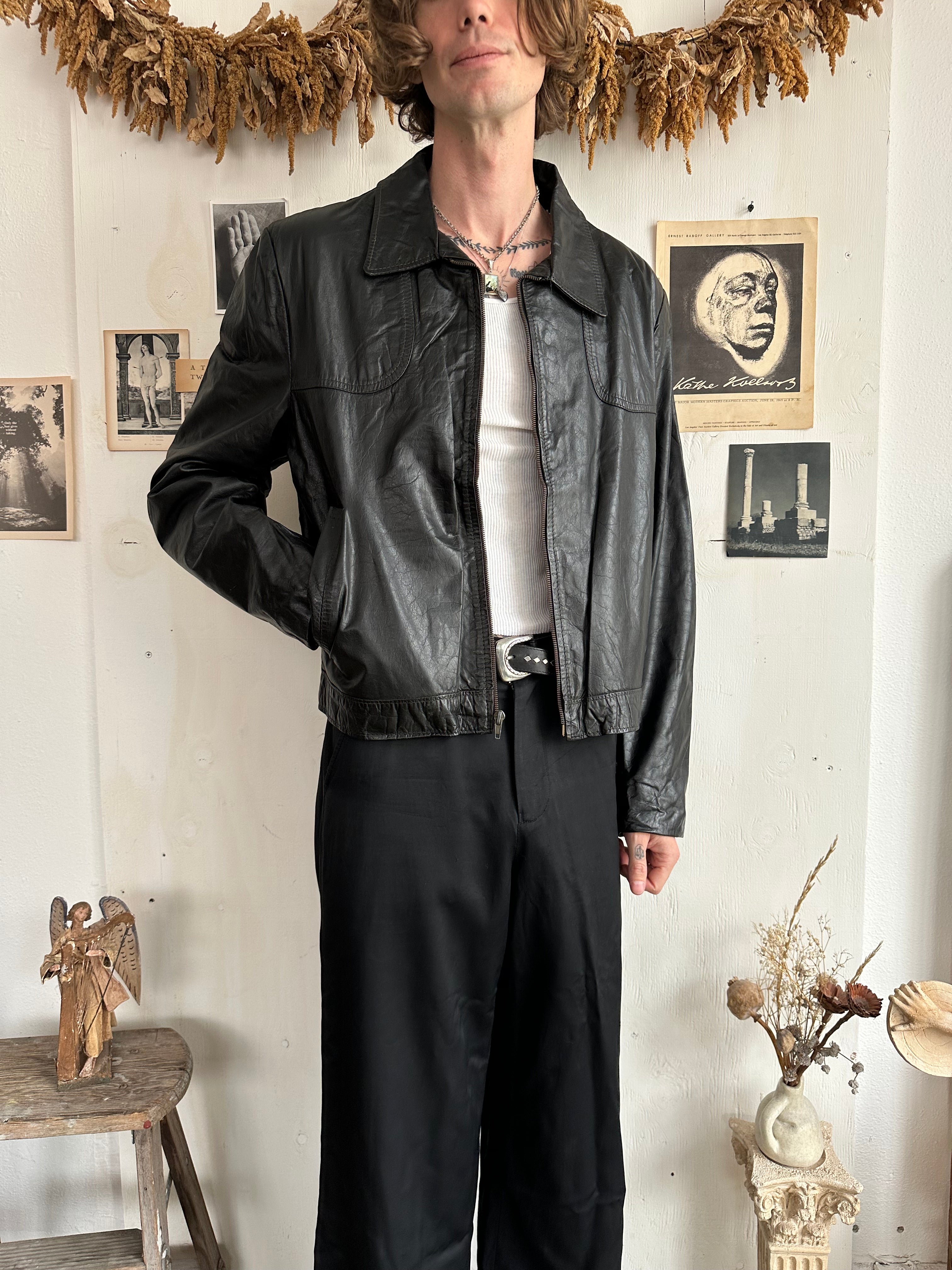 1970s Leather Jacket W/ Removable Liner (Boxy M)