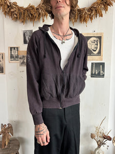 1980s Sun-Faded Well Worn Thermal-Lined Zip-Up Hoodie (M)
