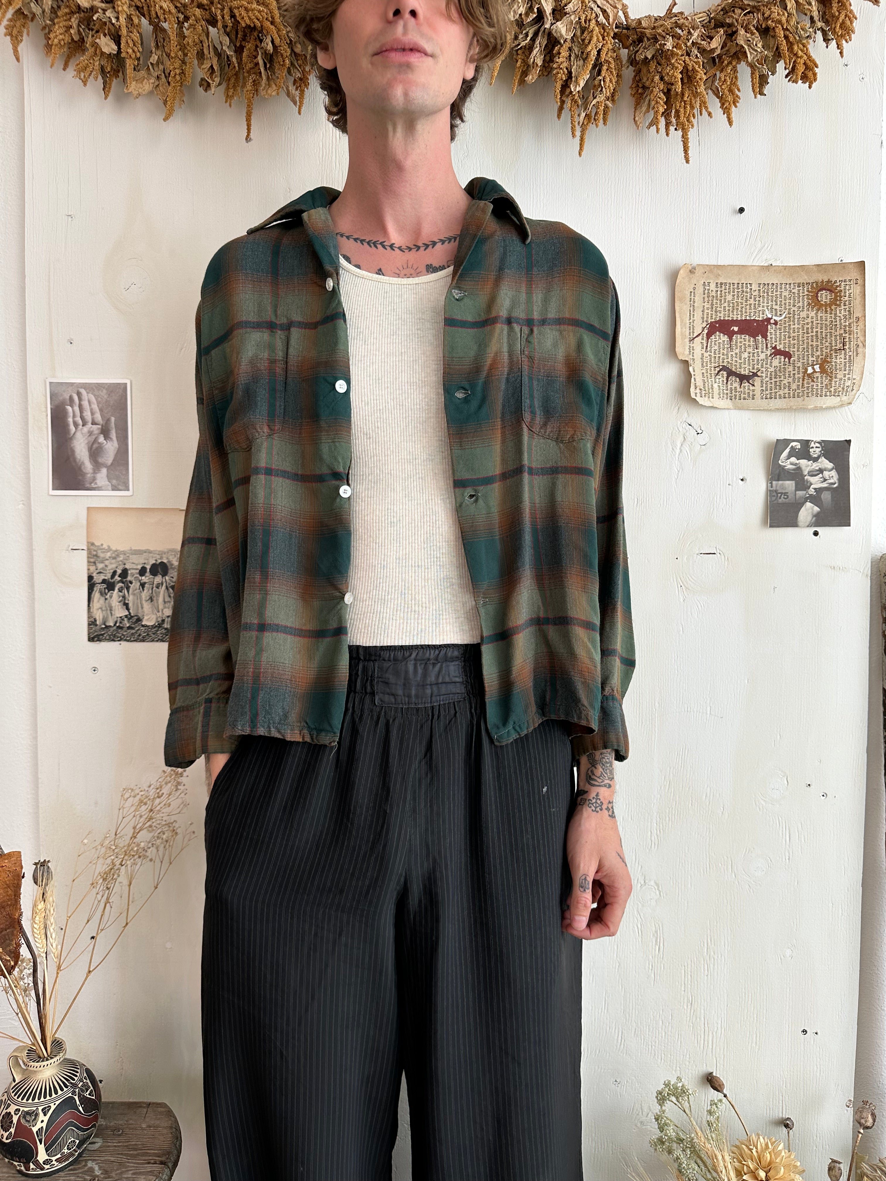 1960s Towncraft Rayon Shadow Plaid (Boxy L)