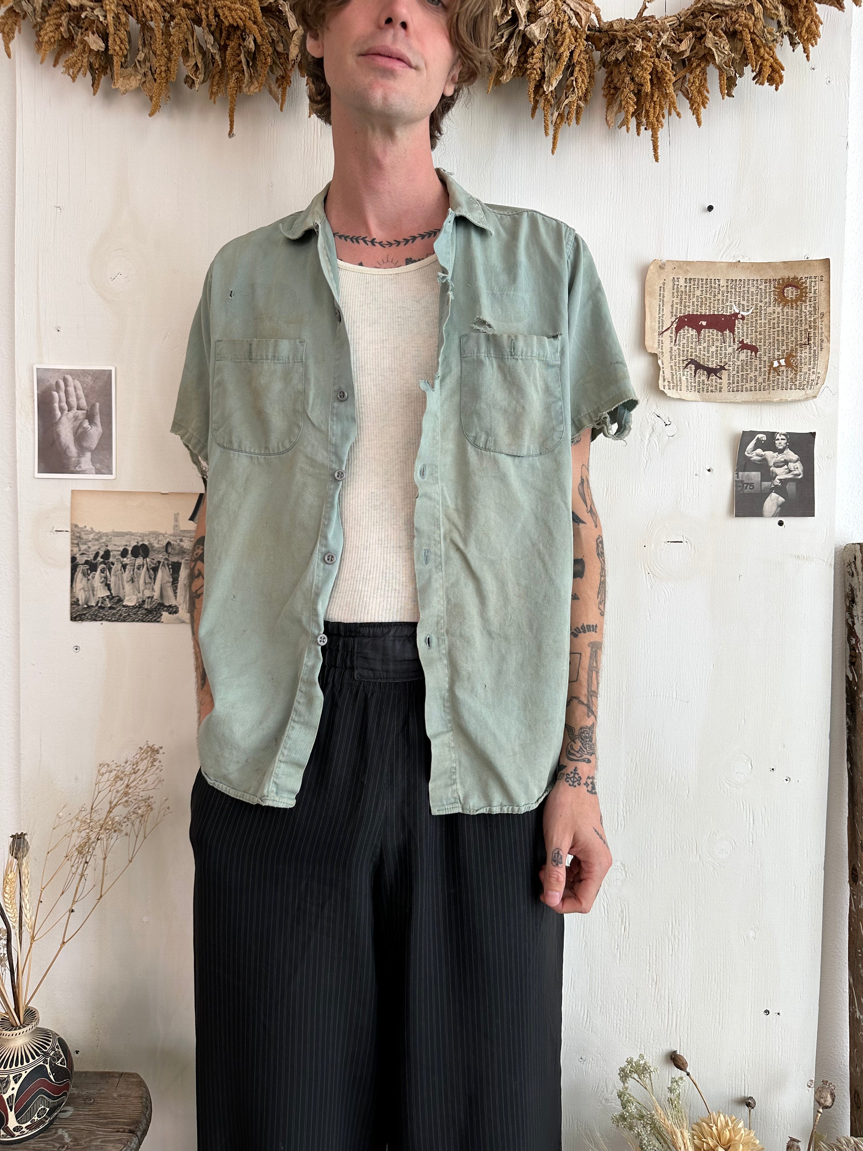 1960s Thrashed And Sun Faded Work Shirt (M)