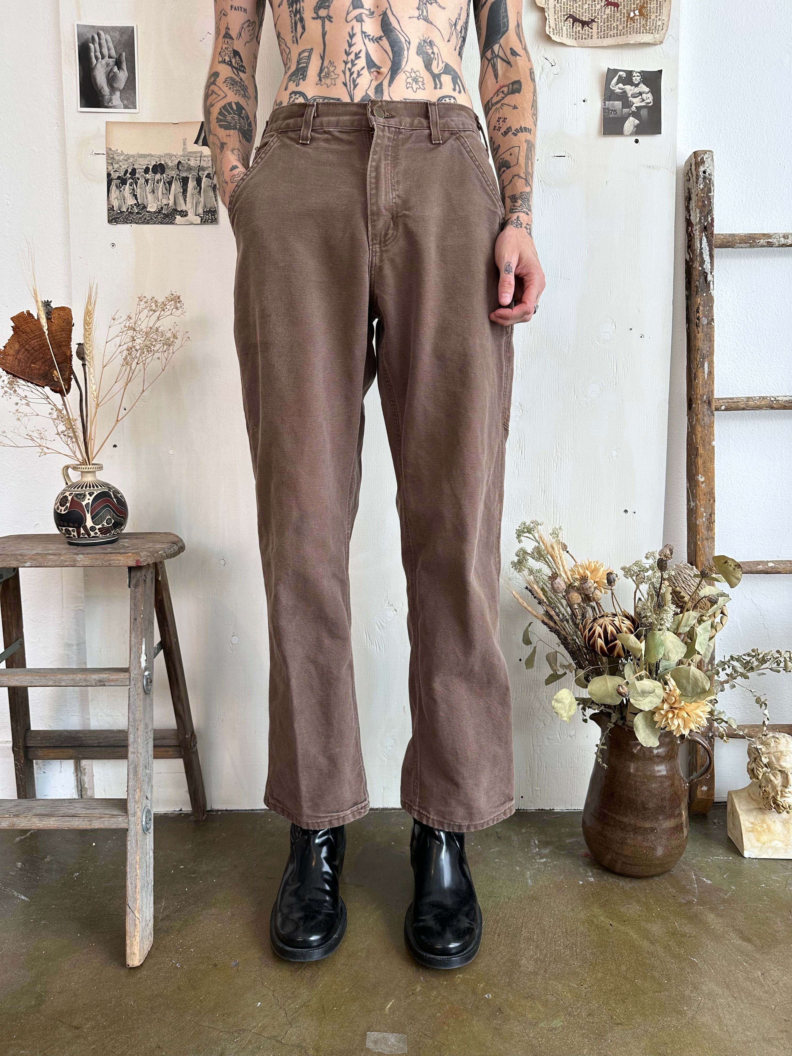 1990s Well Worn Brown Carhartt Carpenter Pants (30/32)