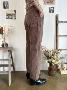 1990s Well Worn Brown Carhartt Carpenter Pants (30/32)