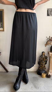 1980s Black Midi Slip Skirt (S)