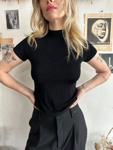 2000s Mock Neck Ribbed Tiny Tee (XS/S)
