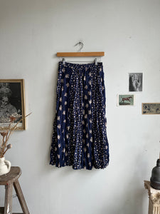 1980s Navy Blue Floral Skirt (S)