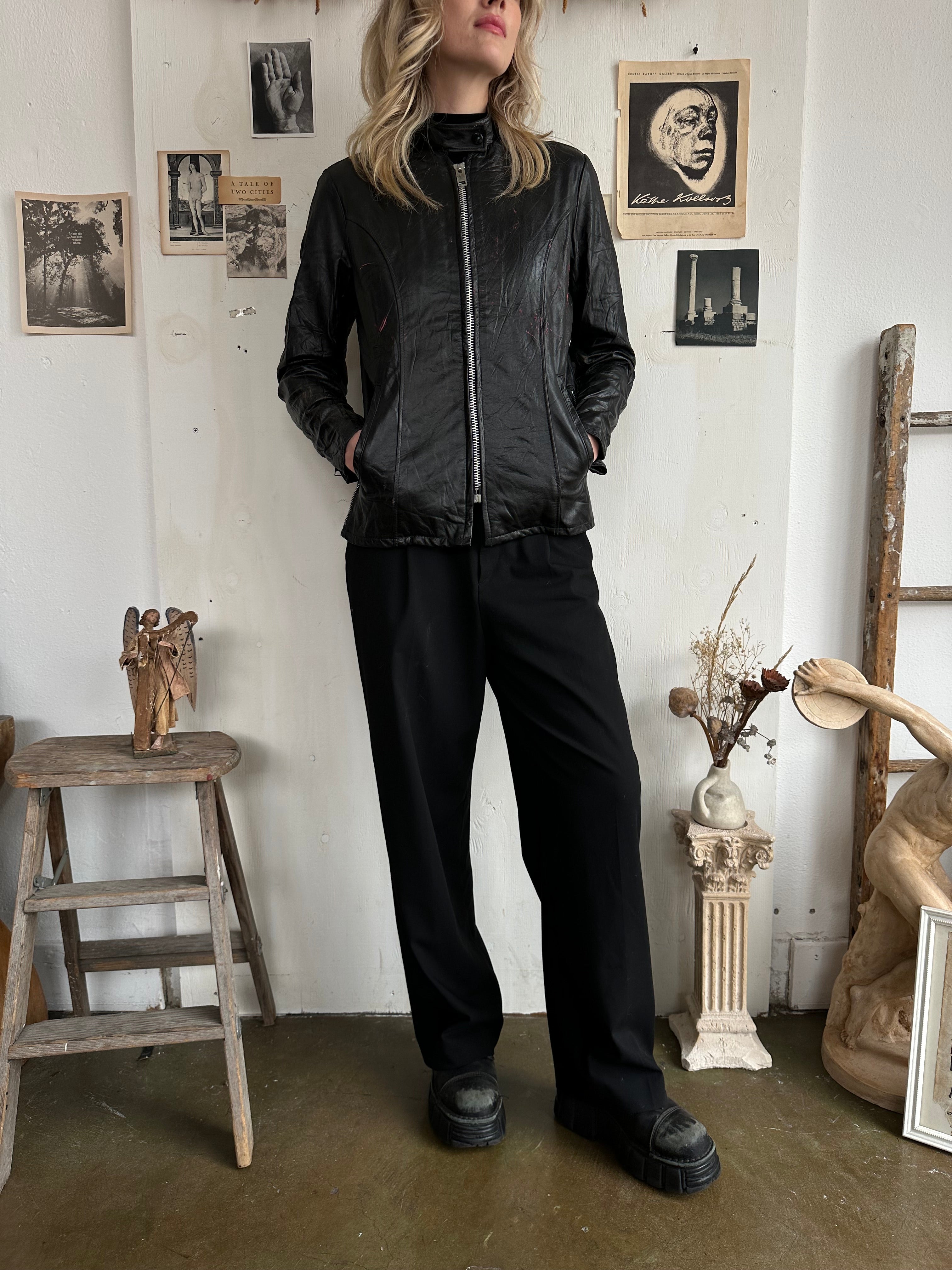 1960s Cafe Racer Leather Jacket (S)