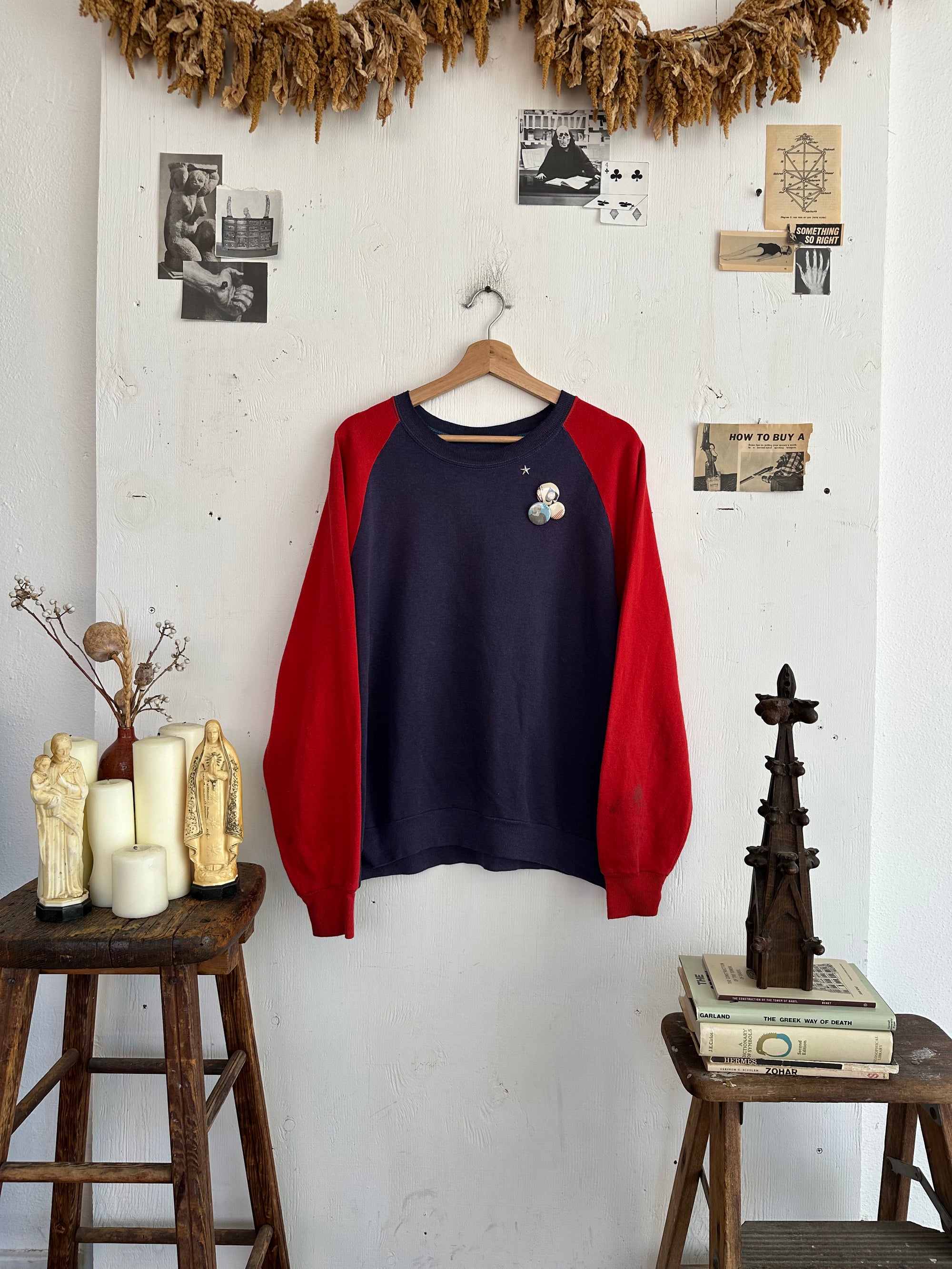 1980s Color Block Raglan Crewneck W/ Pins