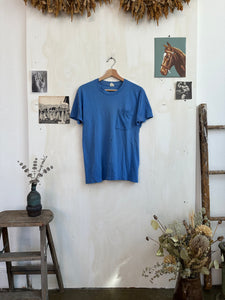 1980s Faded Light Blue Pocket Tee (S/M)