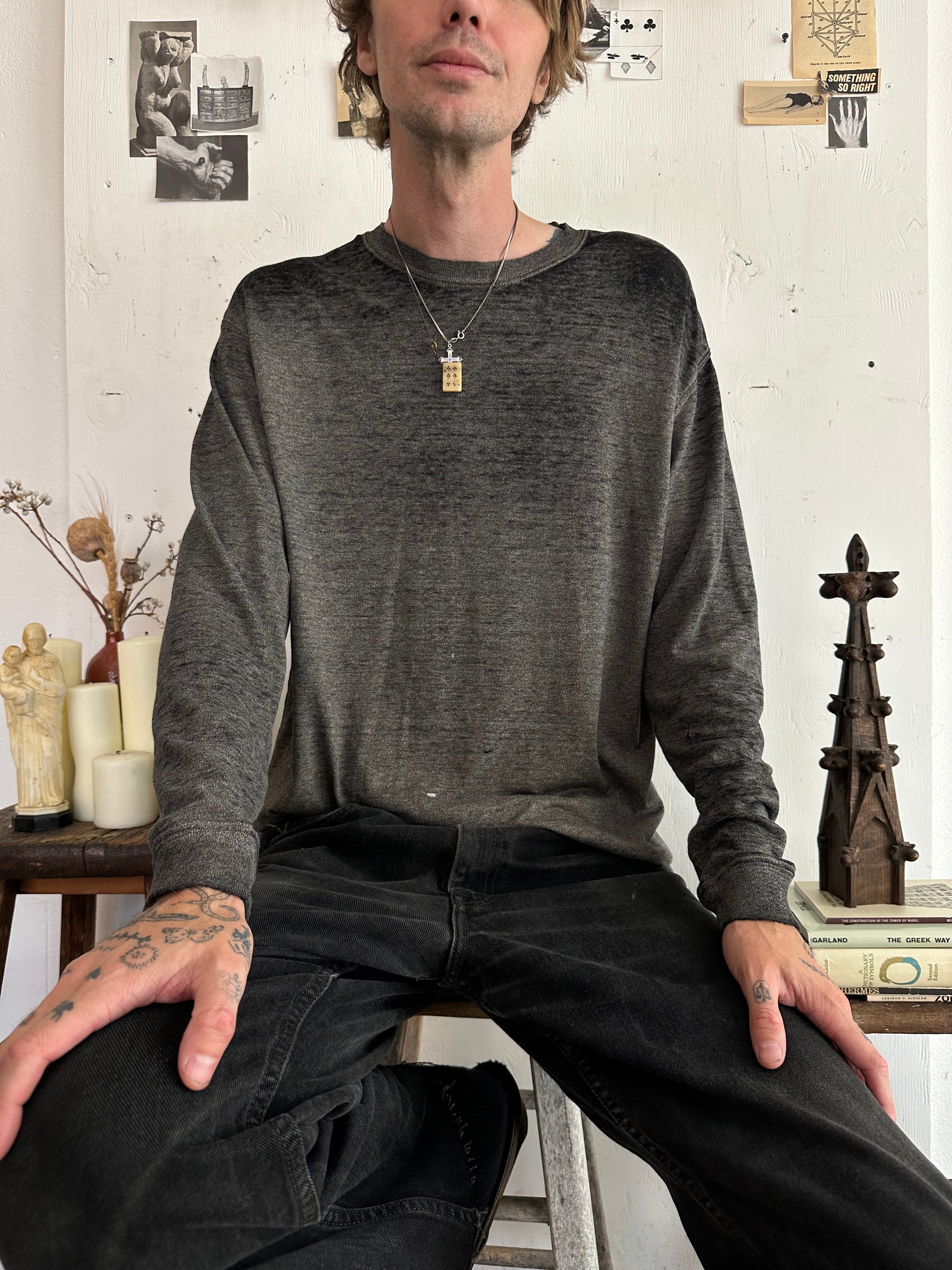 1990s Paper Thin Black Long Sleeve