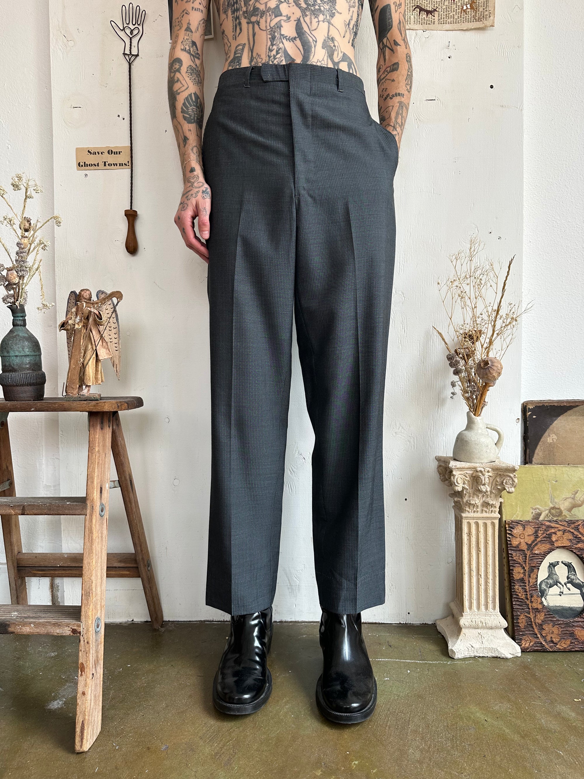 1960s Pinstripe Baggy Trousers
