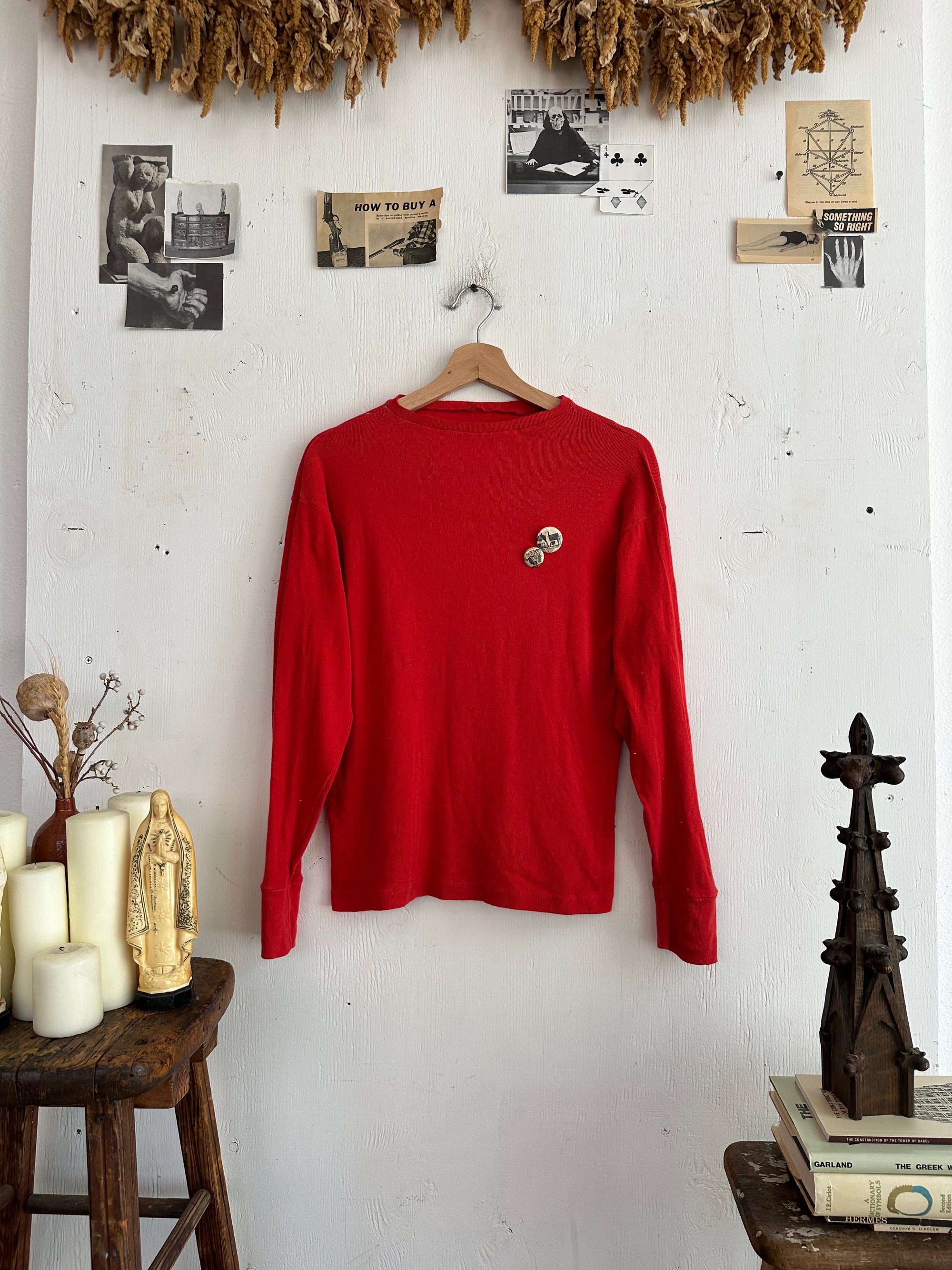 1960s Ribbed Boat Neck Sweatshirt W/ Pins