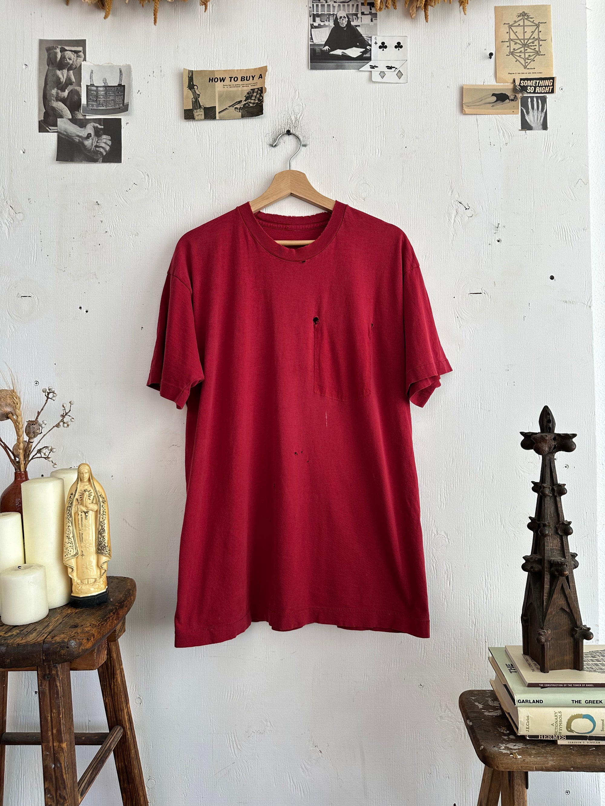 1990s Well Worn Red Blank