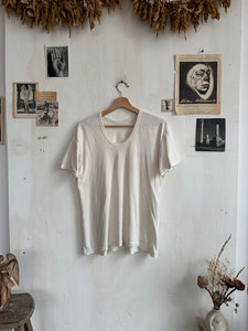 1980s Banded Collar White Tee (Boxy M)