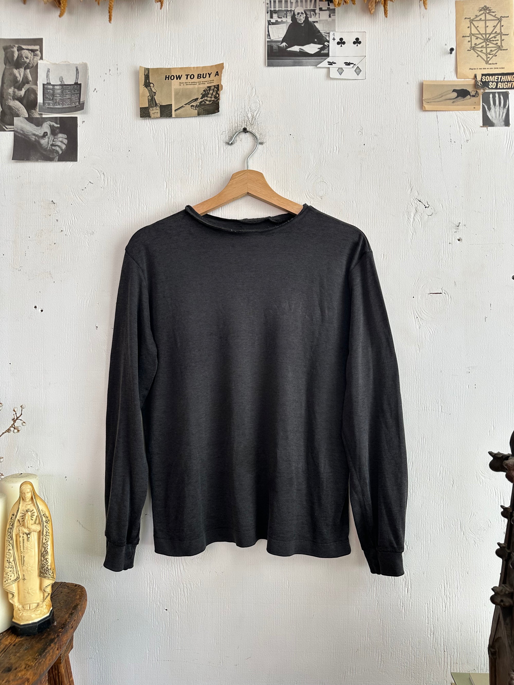 1980s Paper Thin Black Long Sleeve
