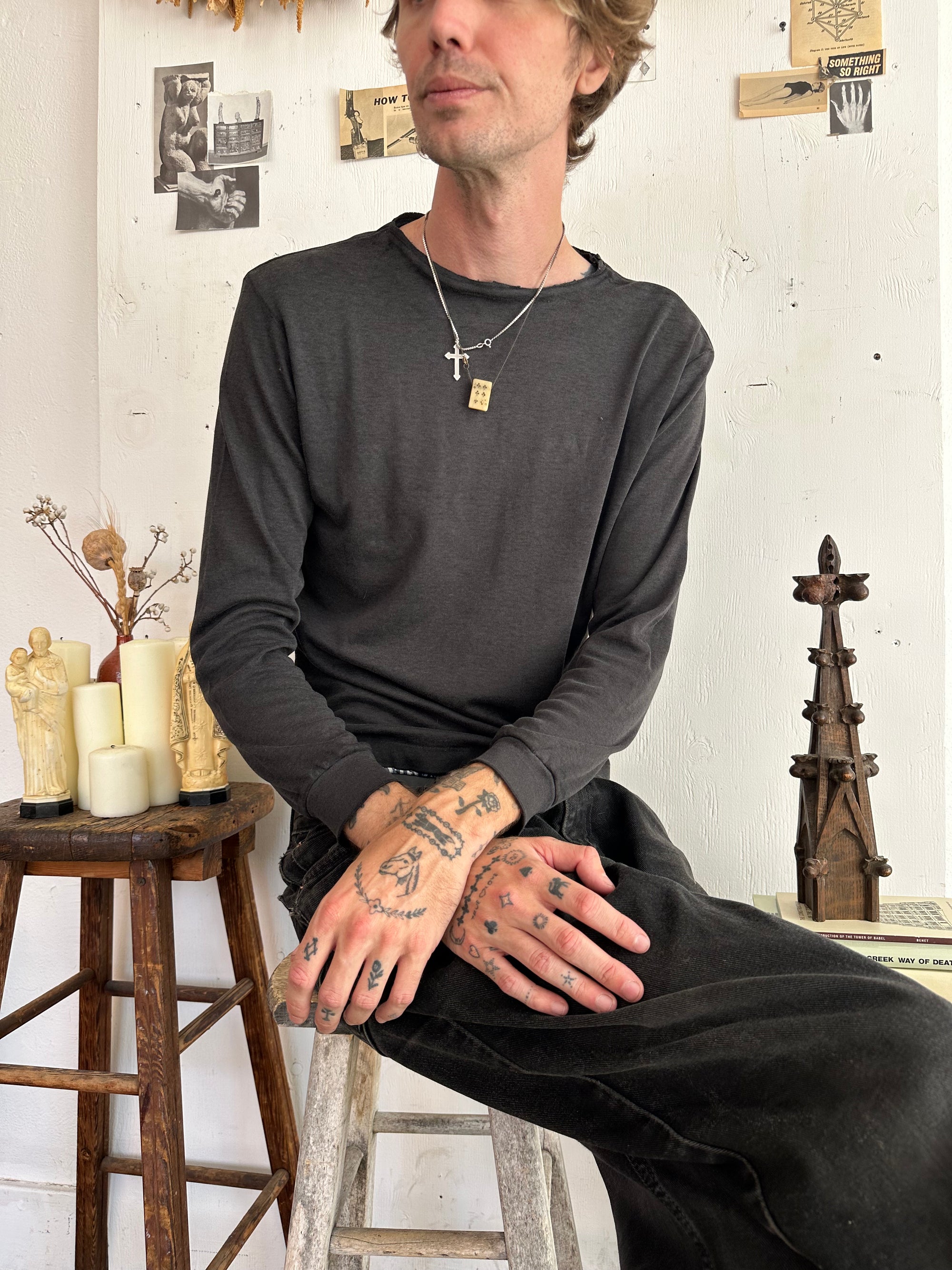 1980s Paper Thin Black Long Sleeve