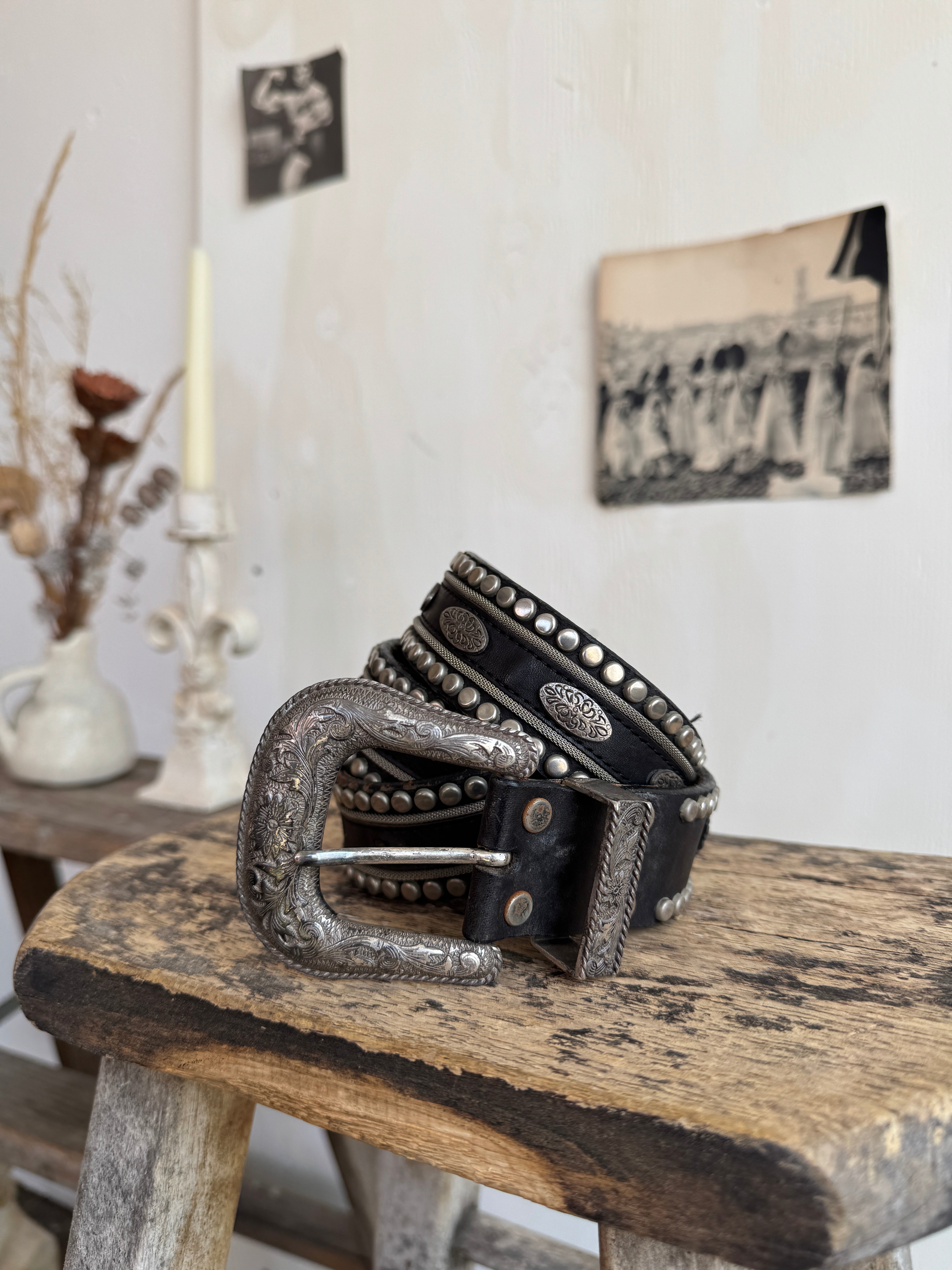 Vintage Heavy Studded Western Belt (30" - 34")