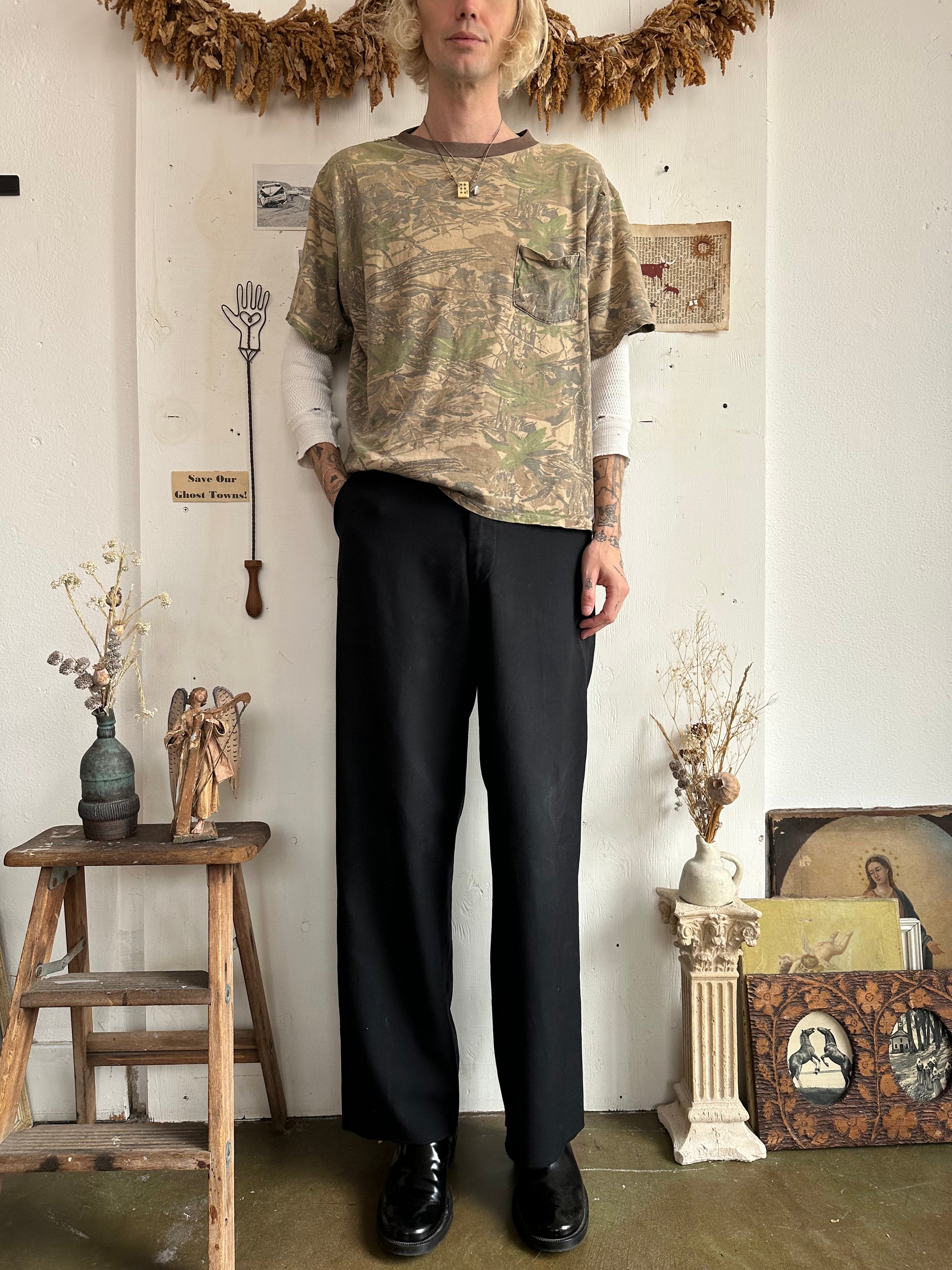 1980s Thrashed Boxy Real Tree Camo T-Shirt