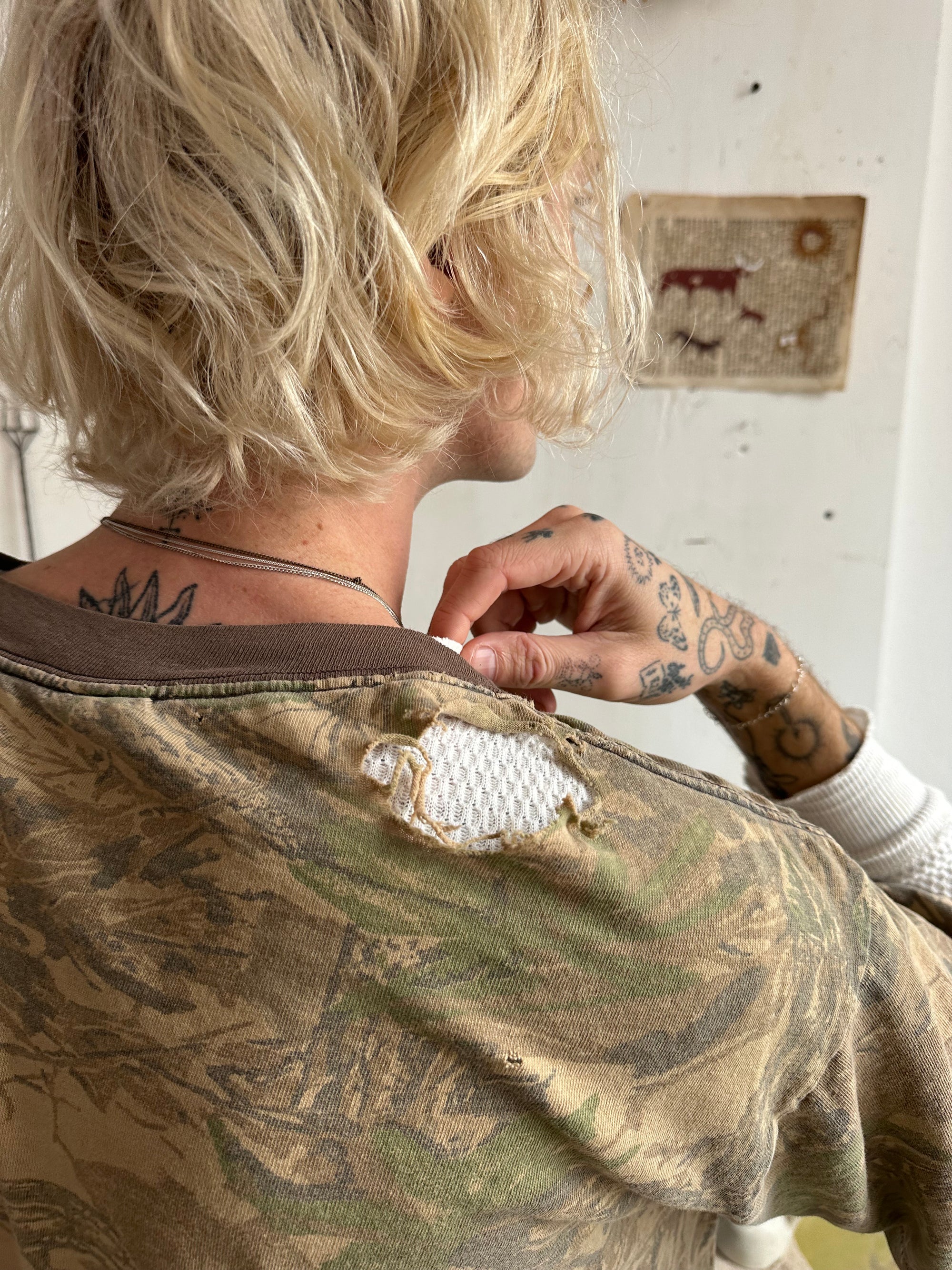 1980s Thrashed Boxy Real Tree Camo T-Shirt