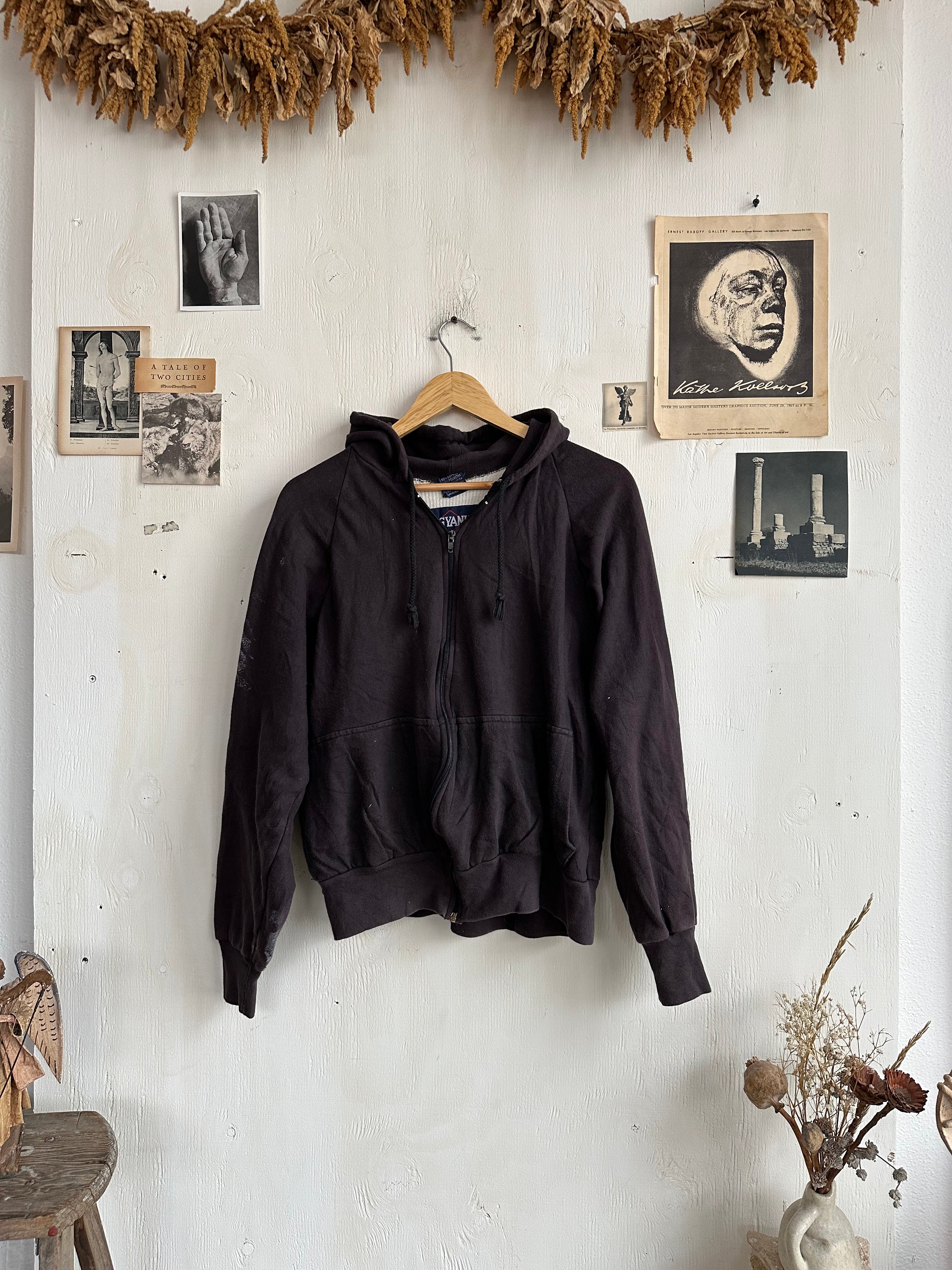 1980s Sun-Faded Well Worn Thermal-Lined Zip-Up Hoodie (M)