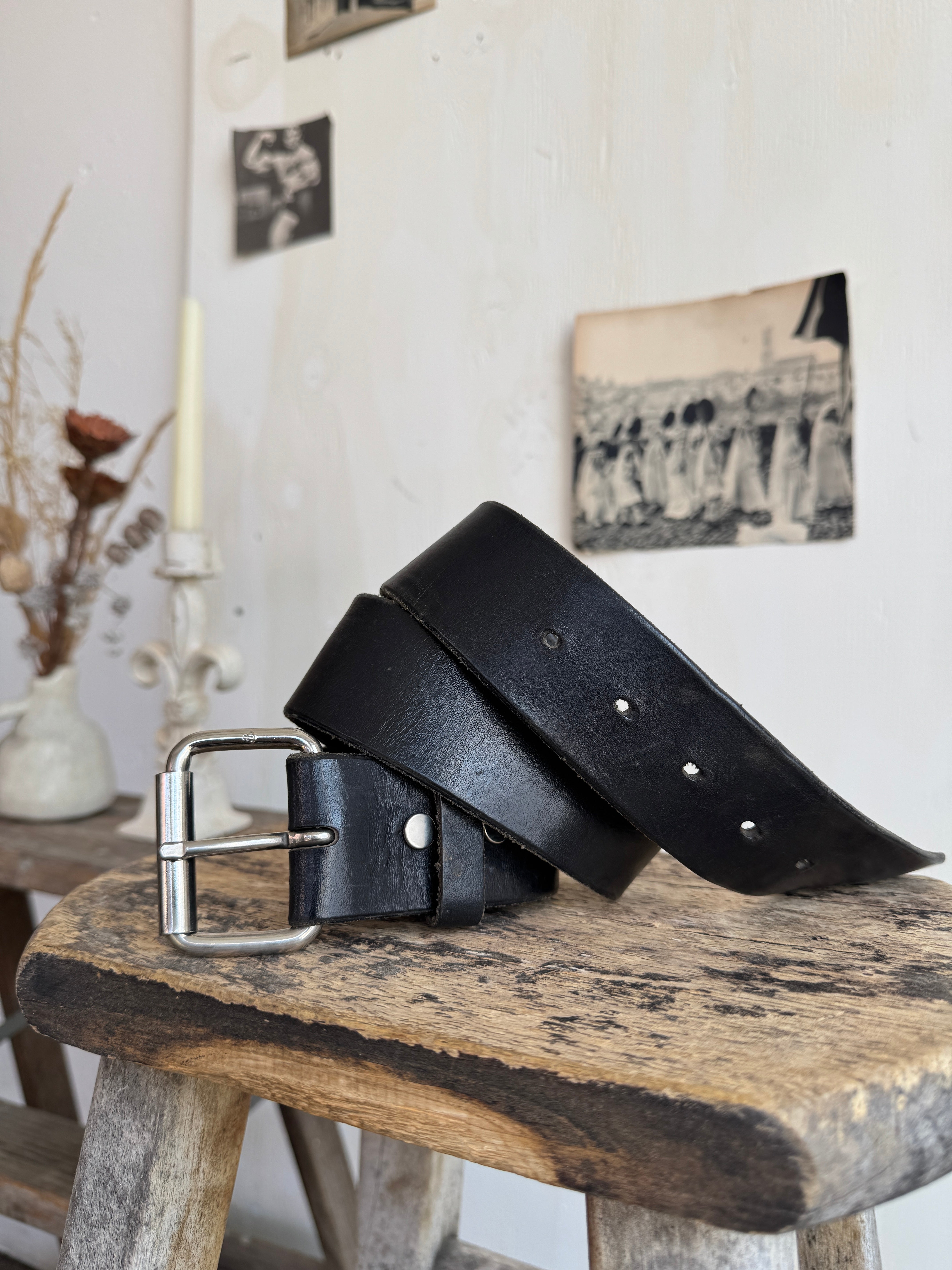 Vintage Heavy Black Belt (31"-35")