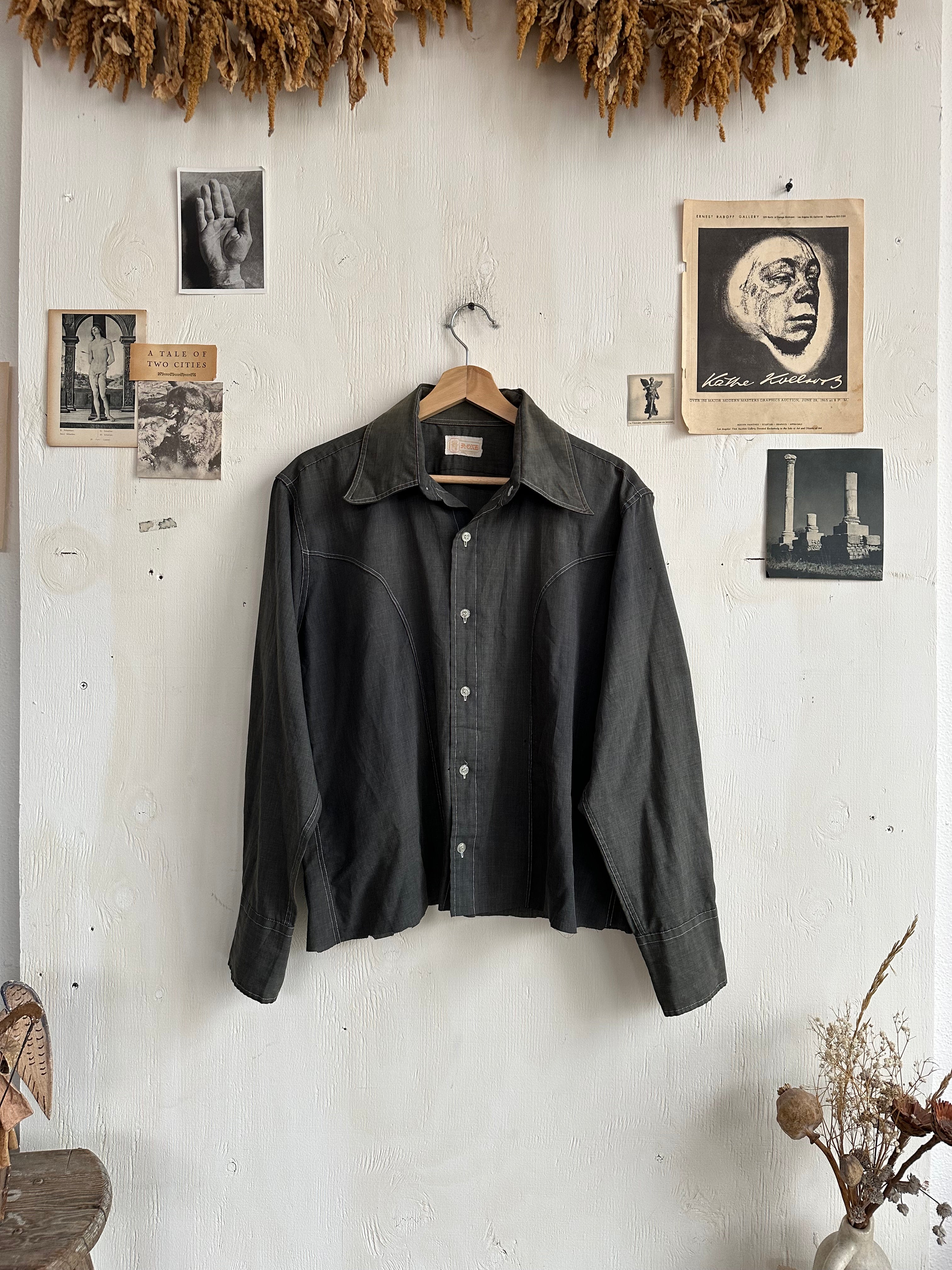 1970s Chopped Sun-Faded western Button-Up (Boxy M)