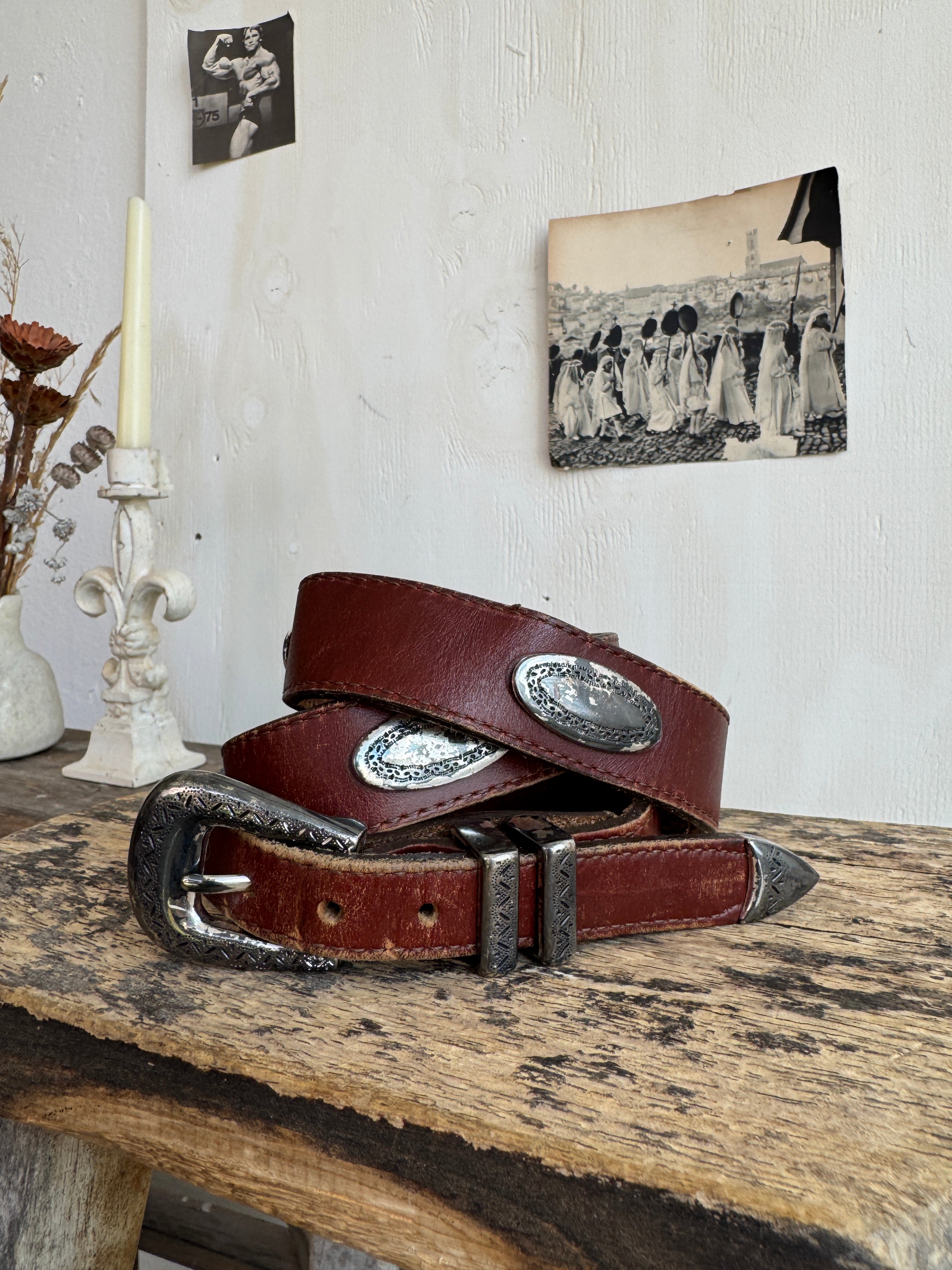 Vintage Brown Western Studded Belt (36)