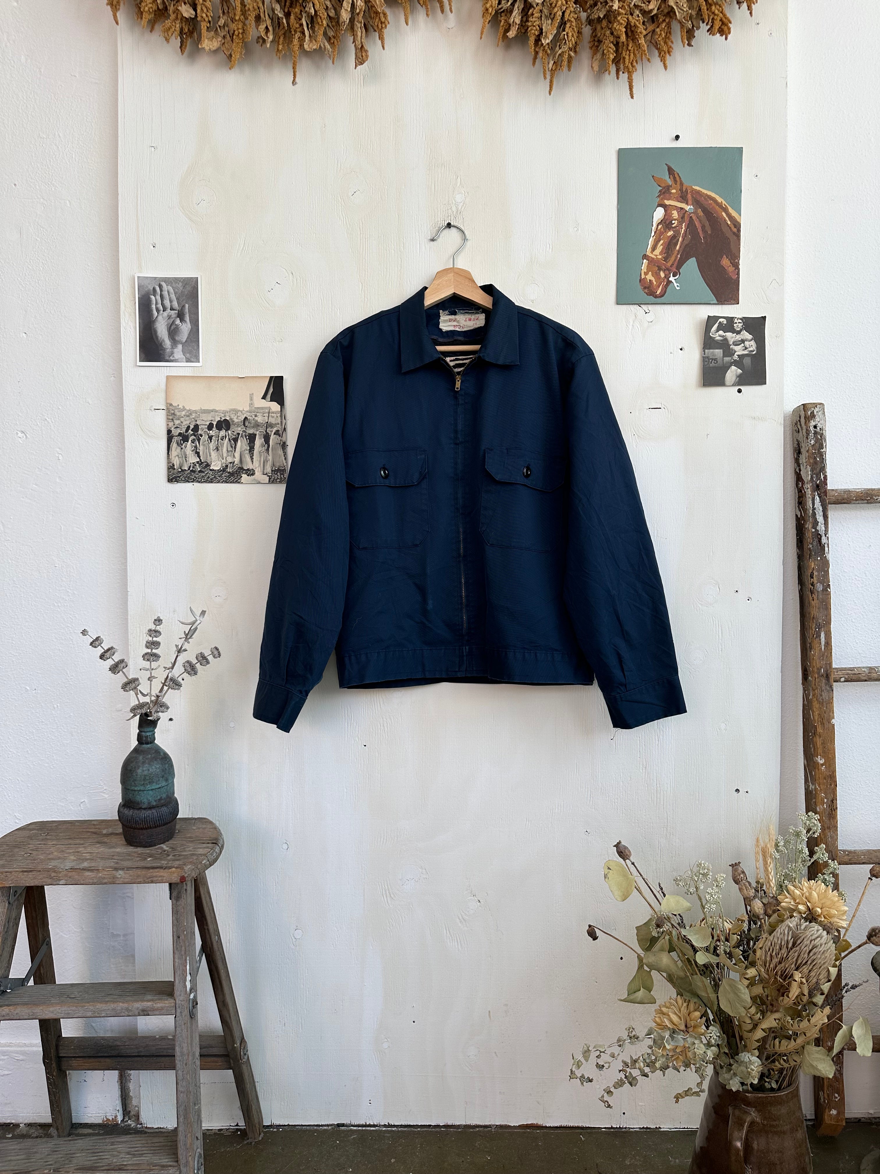 1970s Navy Blue Lined Work Jacket (M)