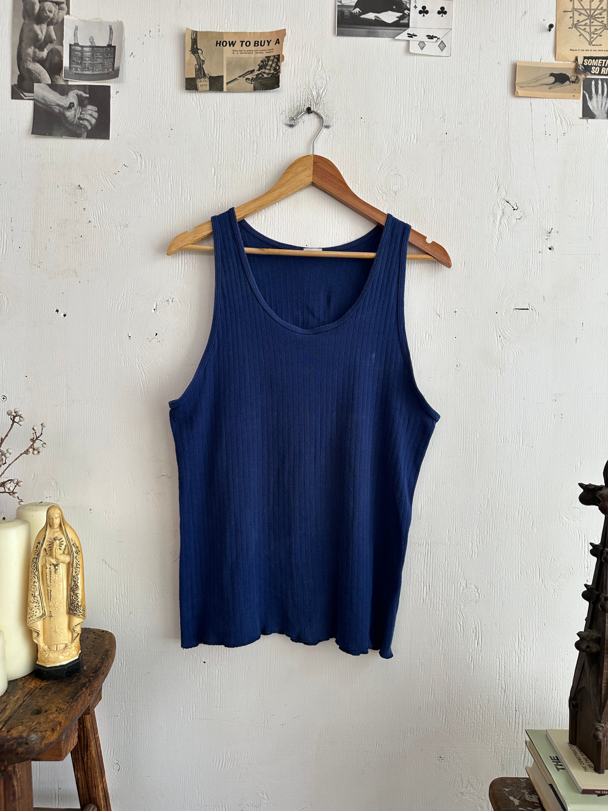 1960s Ribbed Faded Cobalt Tank Top