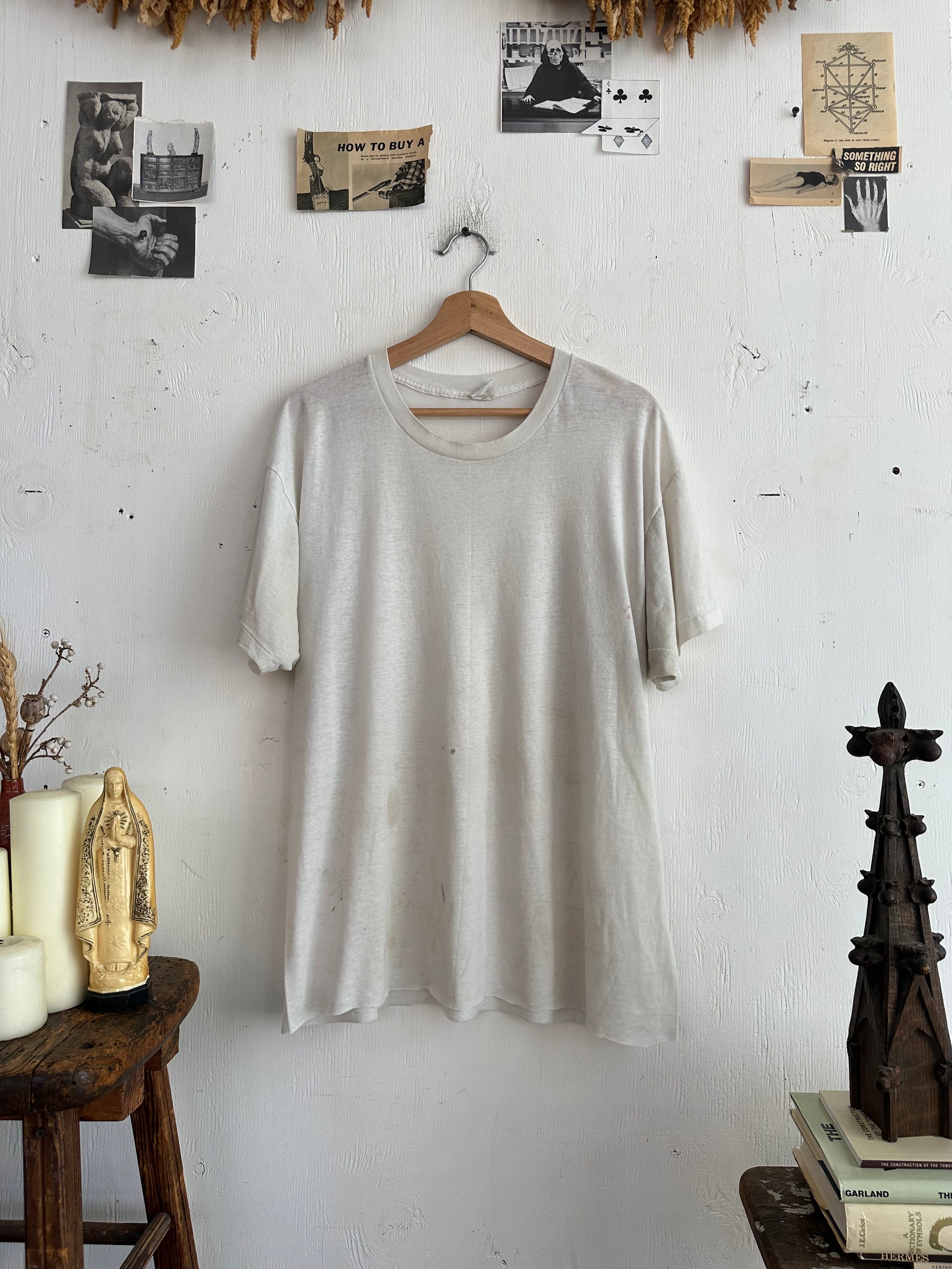 1980s Paper Thin Well Worn White Blank