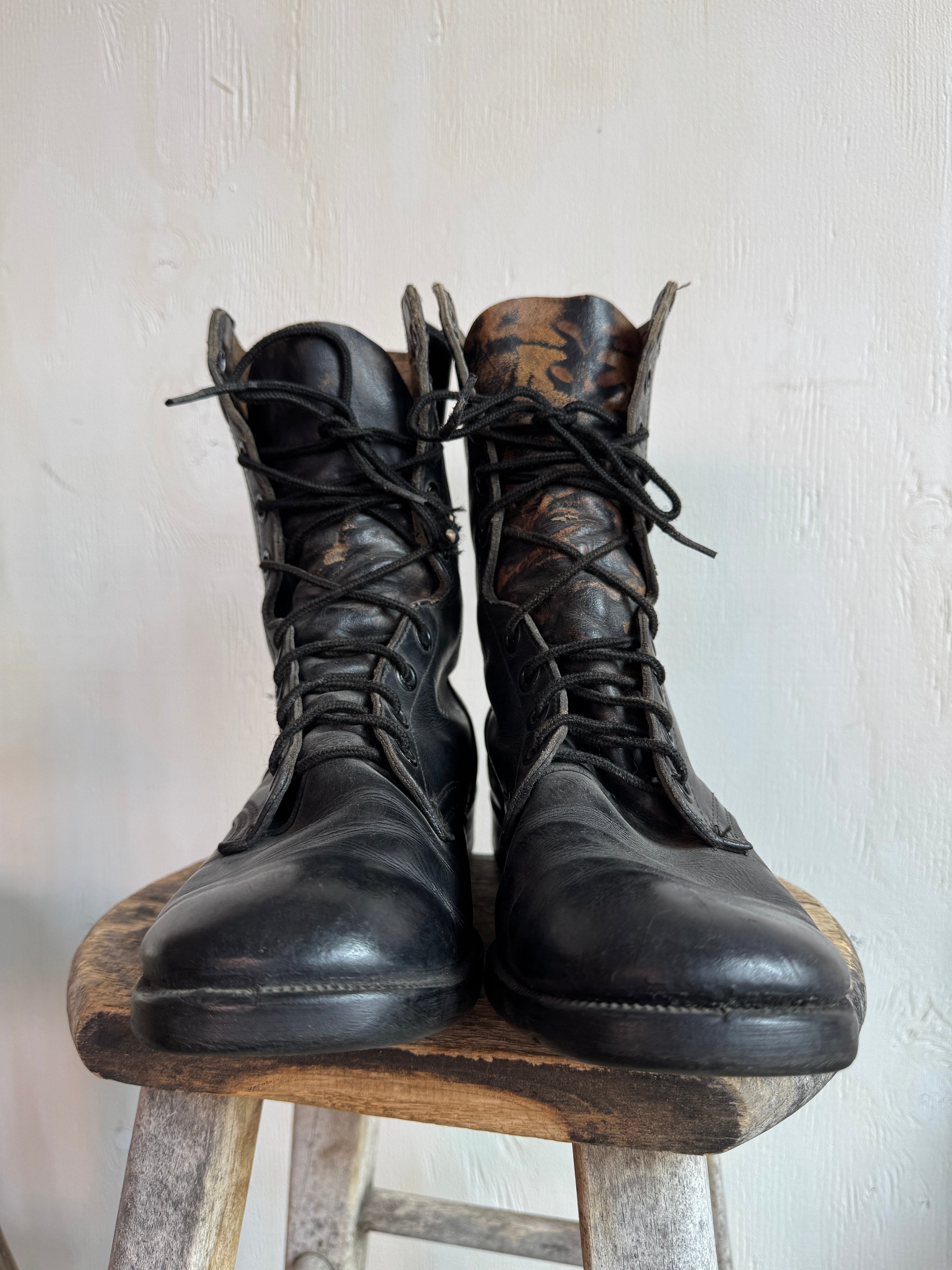 Vintage Combat Boots w/ Tiger-like Patina (9 1/2)