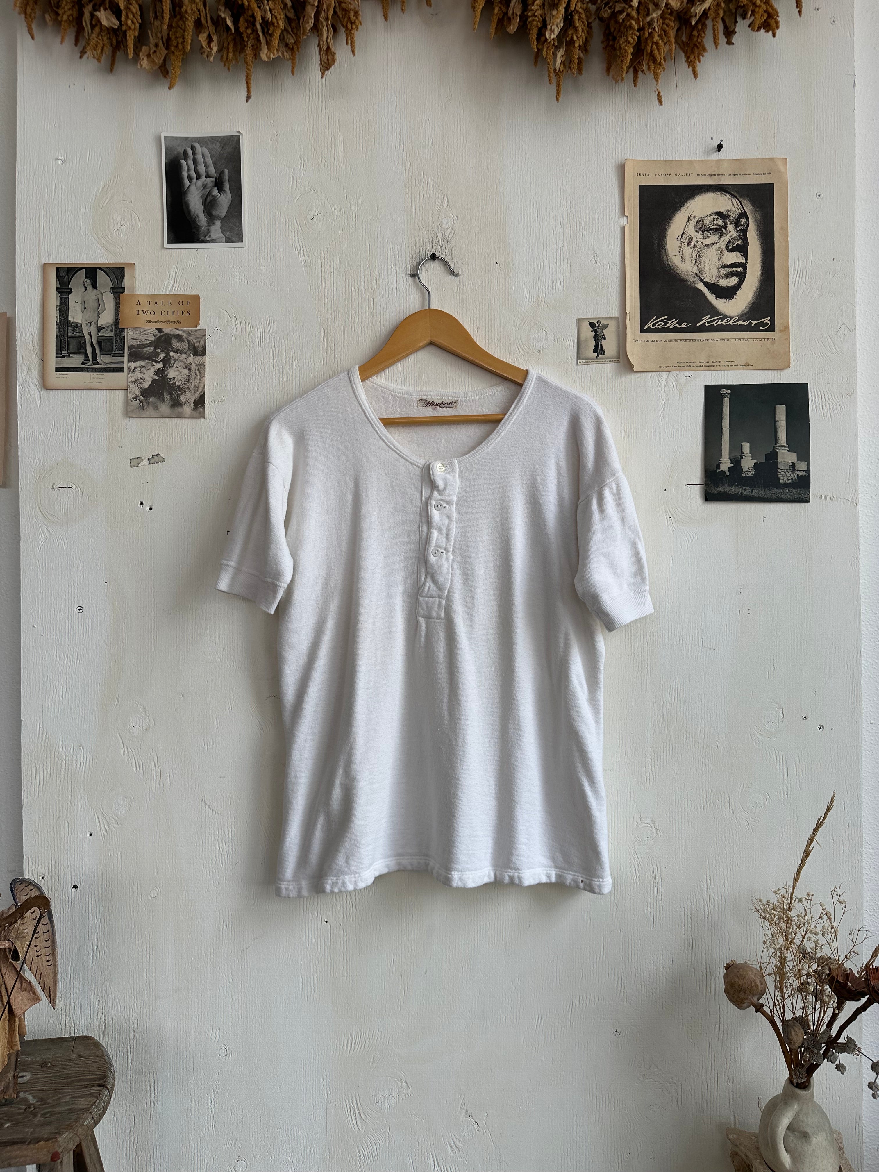 1960s Well Worn Terry Cloth Henley (M)