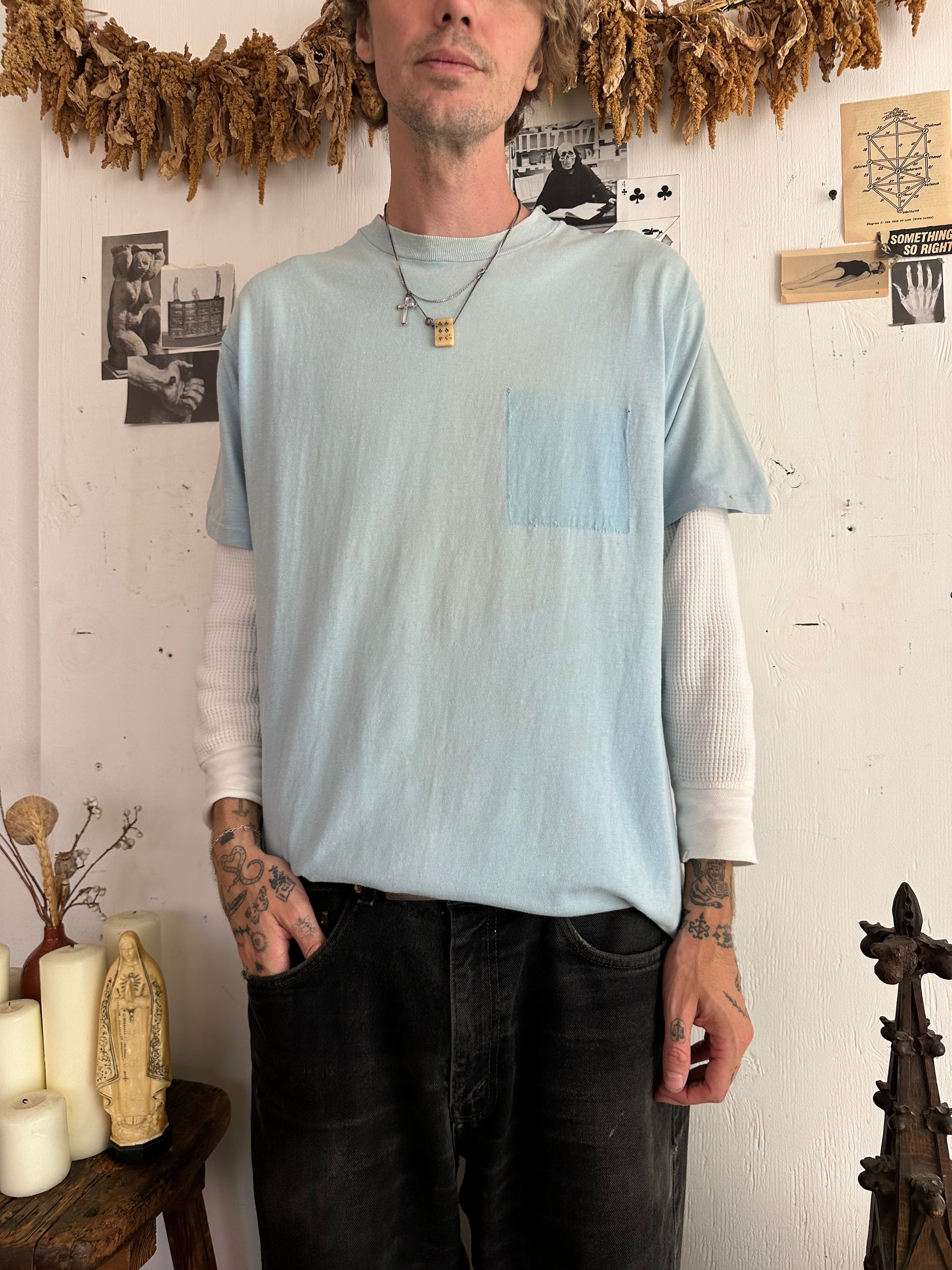 1990s Sunfaded Light Blue T-Shirt