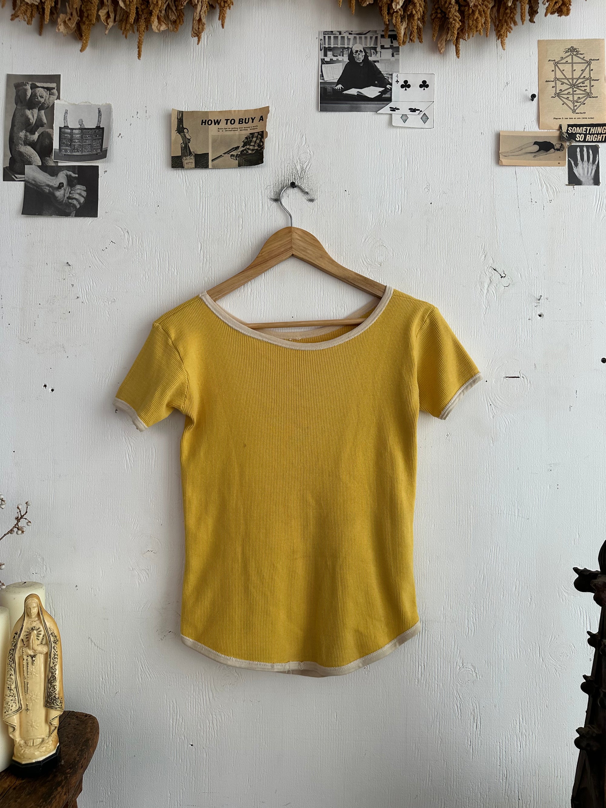 1970s Ribbed Baby Doll Tee