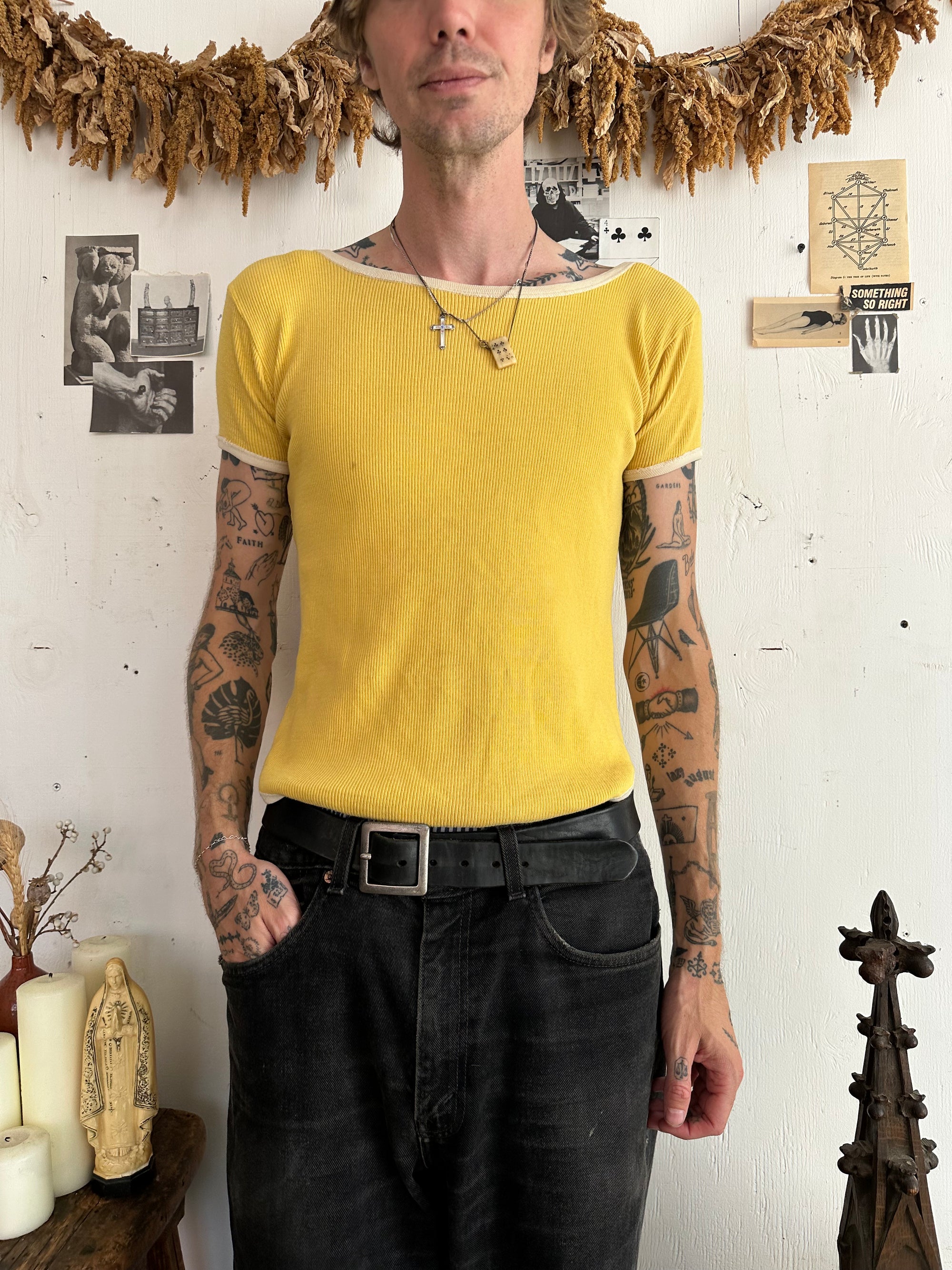 1970s Ribbed Baby Doll Tee
