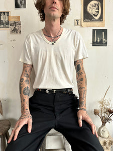 1980s Banded Collar White Tee (Boxy M)