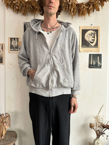 1990s Well-Worn Thermal Lined Heather Grey Zip-Up (Boxy L/XL)