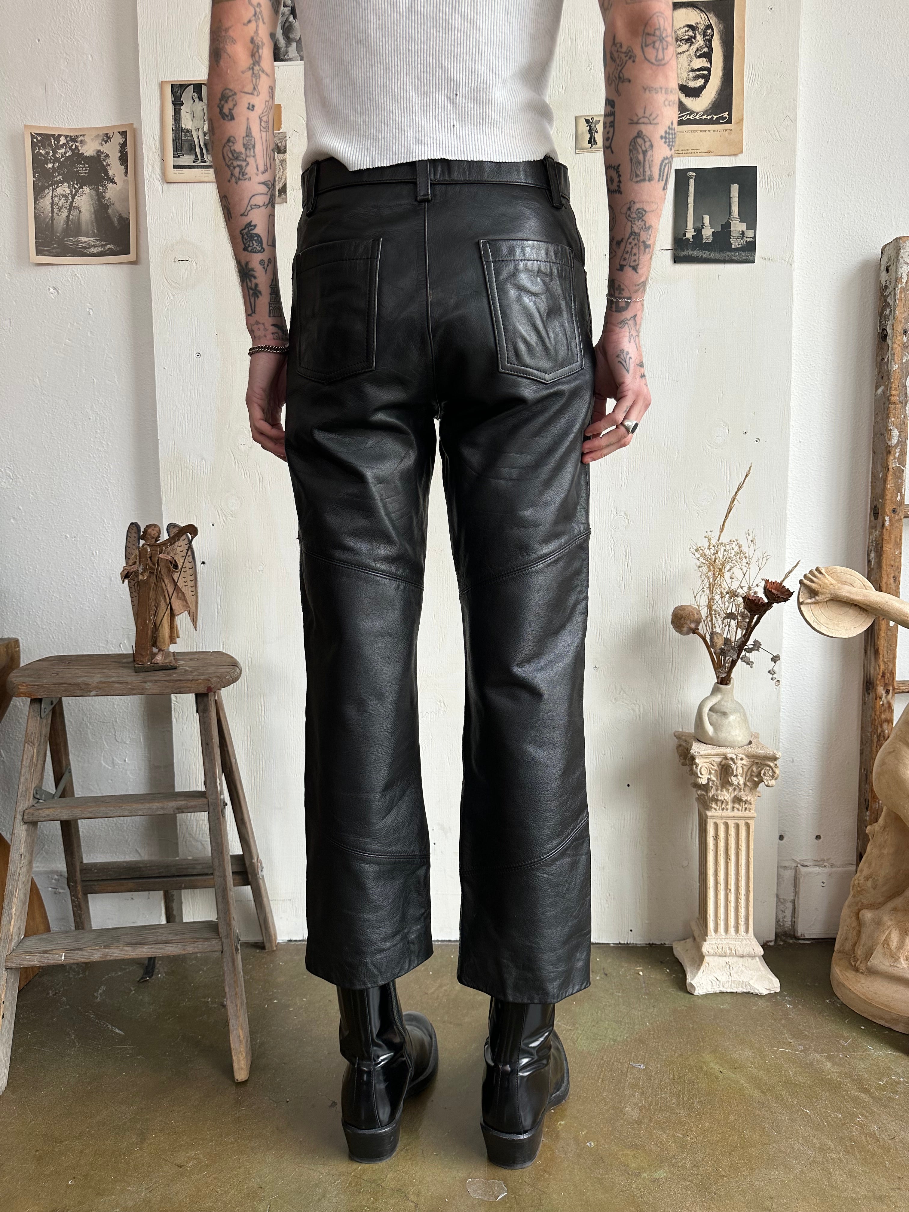 1980s Wilson Straight Leg Leather Pants (30/28)