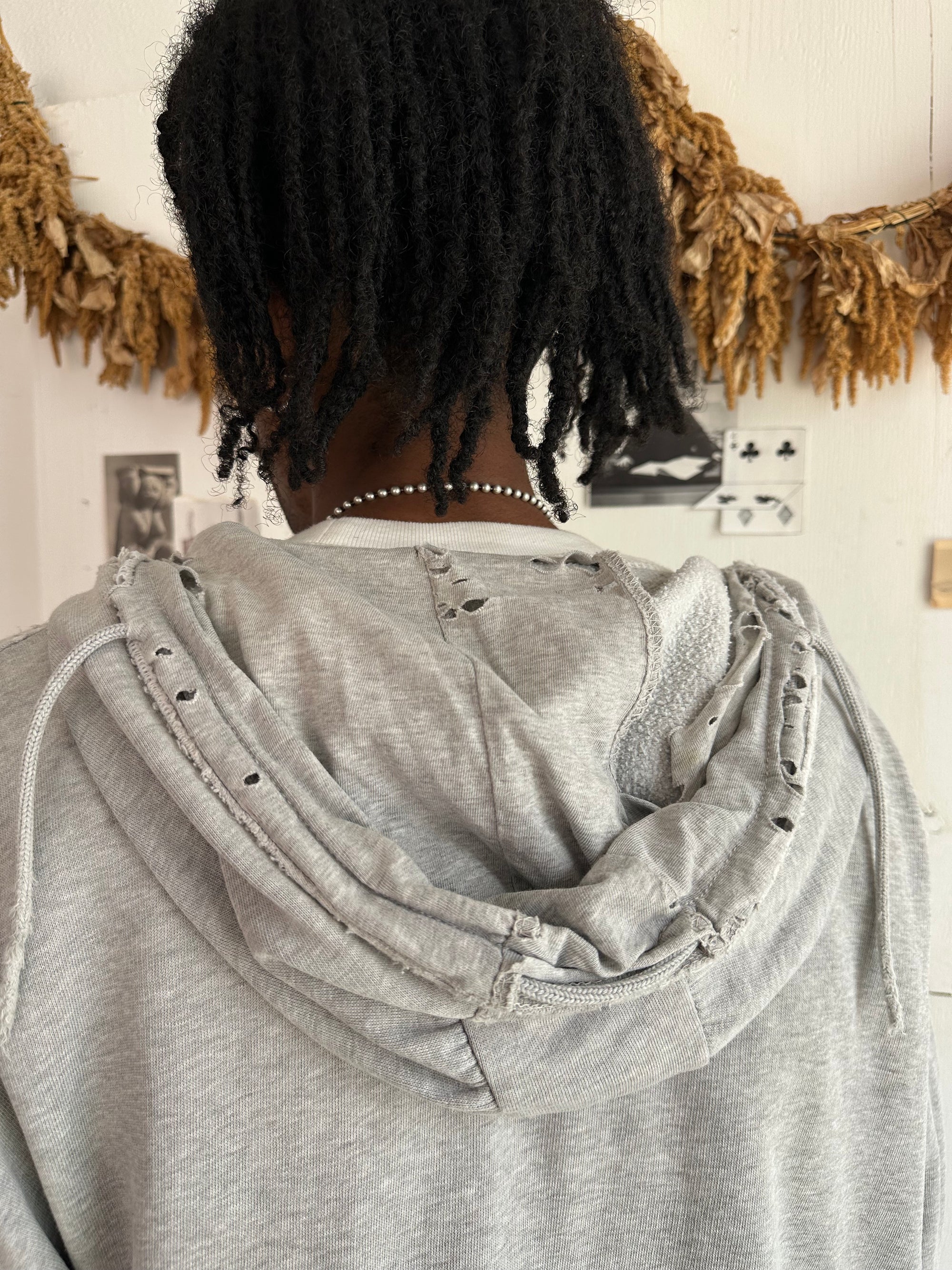 2000s Thrashed Dickies Thermal Lined Zip-Up Hoodie