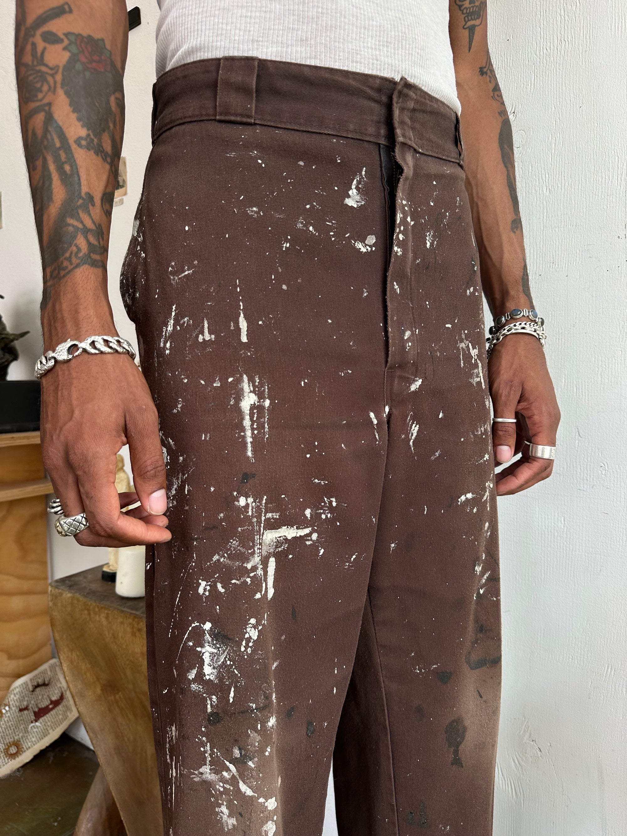 1970s Paint Splattered Brown Dickies