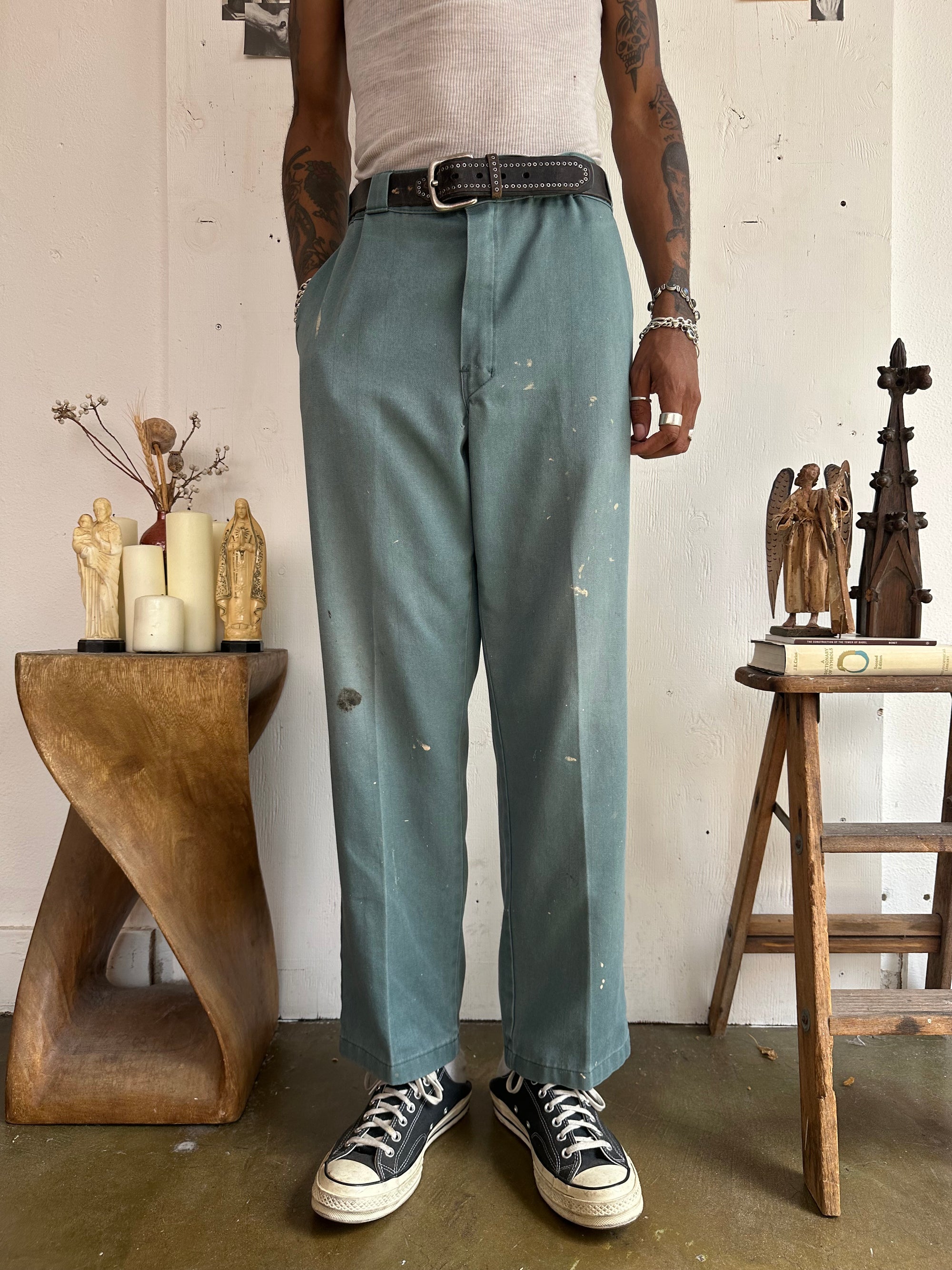 1980s Faded Paint Stained Green Dickies