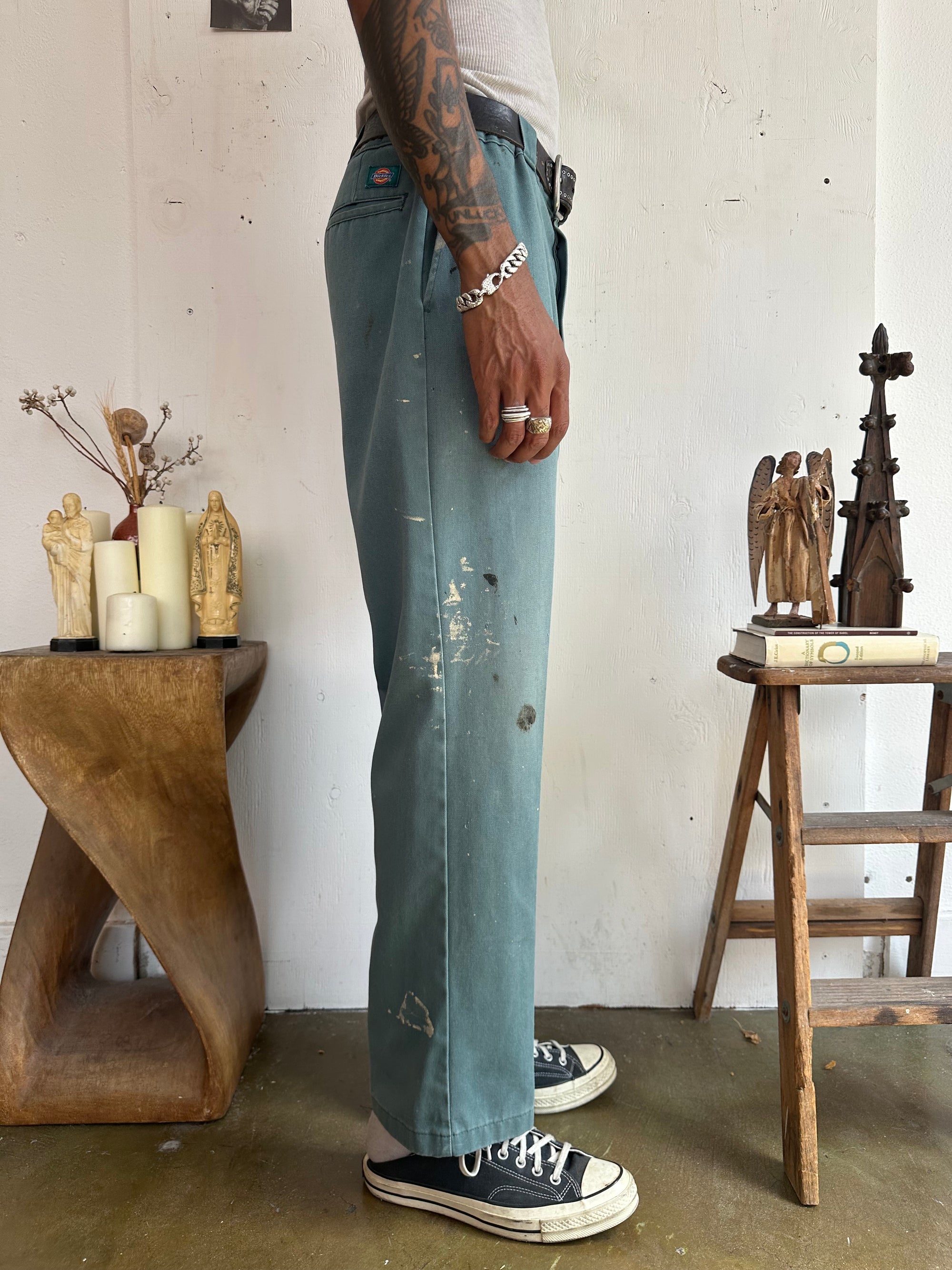 1980s Faded Paint Stained Green Dickies